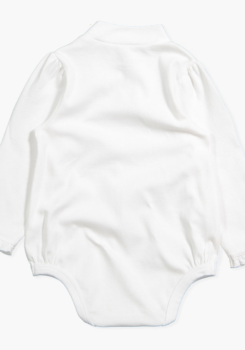 Juniors Solid Bodysuit with Long Sleeves-Bodysuits-image-1