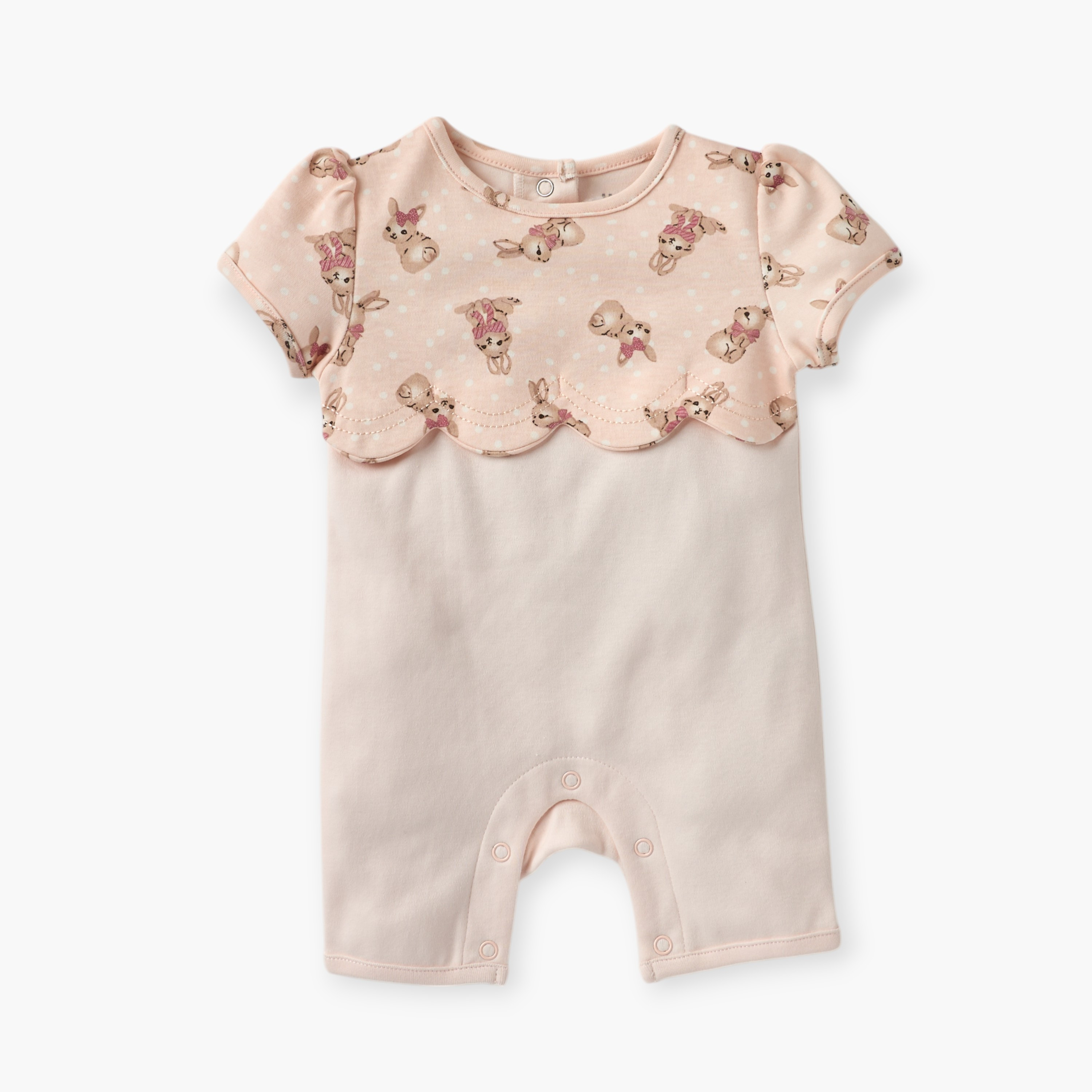 Juniors Bunny Print Romper with Short Sleeves-baby-girls-clothing-rompers-image-1