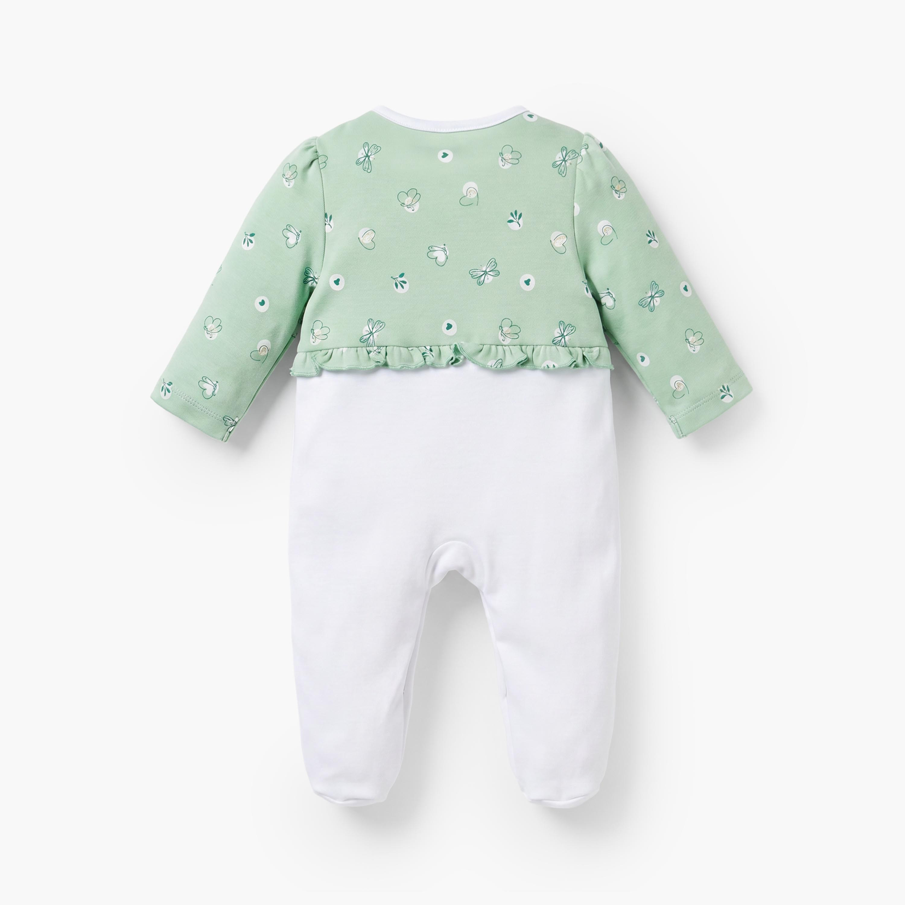 بدلة نوم قطن برقبة مستديرة وأكمام طويلة وتصميم بوليرو من جونيورز-baby-girls-clothing-nightwear-sleepsuits-image-2