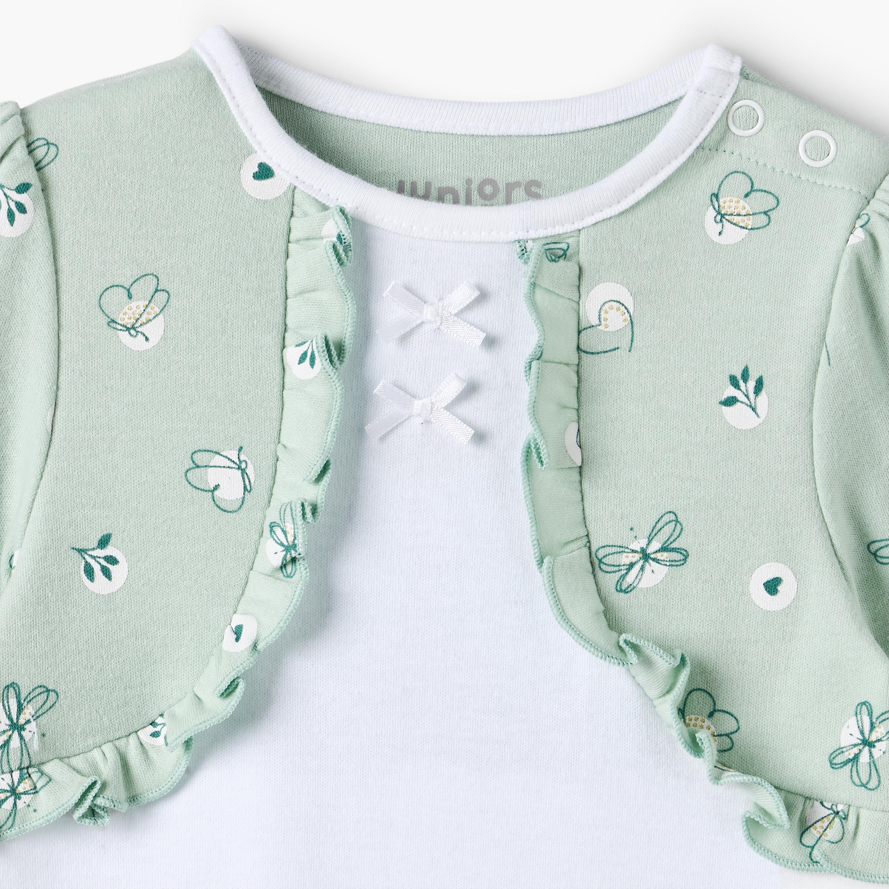بدلة نوم قطن برقبة مستديرة وأكمام طويلة وتصميم بوليرو من جونيورز-baby-girls-clothing-nightwear-sleepsuits-image-3