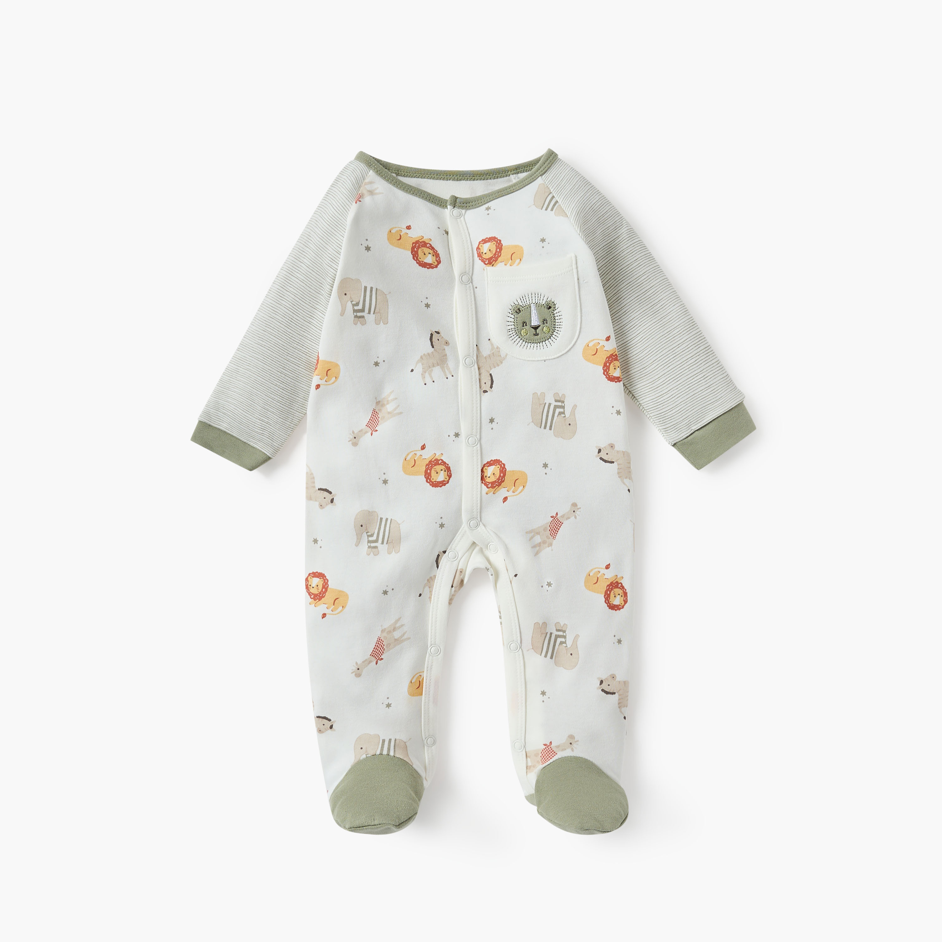 Juniors Animal Print Sleepsuit with Long Sleeves-baby-boys-clothing-nightwear-sleepsuits-image-1