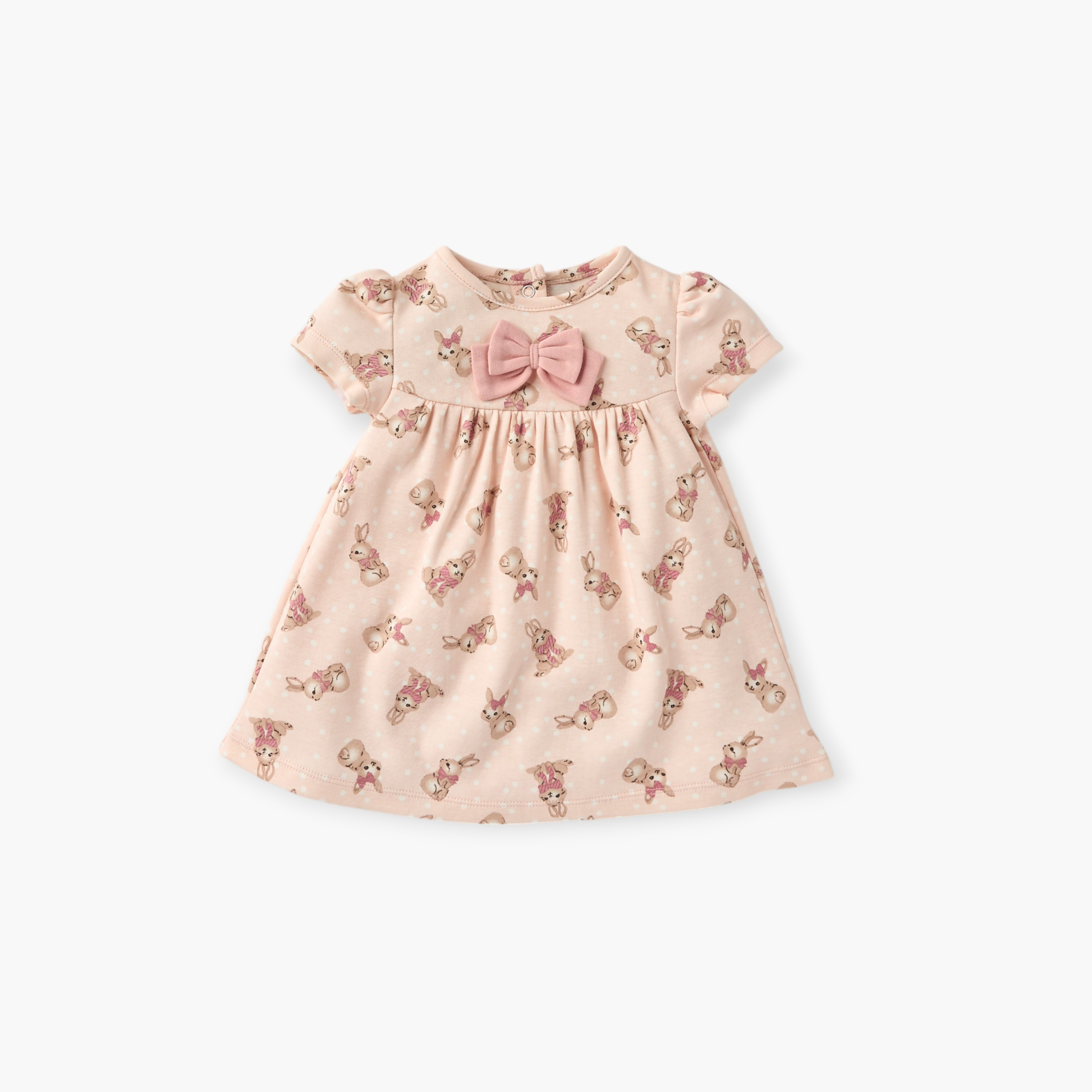 Juniors All-Over Bunny Print A-line Dress with Short Sleeves-baby-girls-clothing-dressesandjumpsuits-image-1