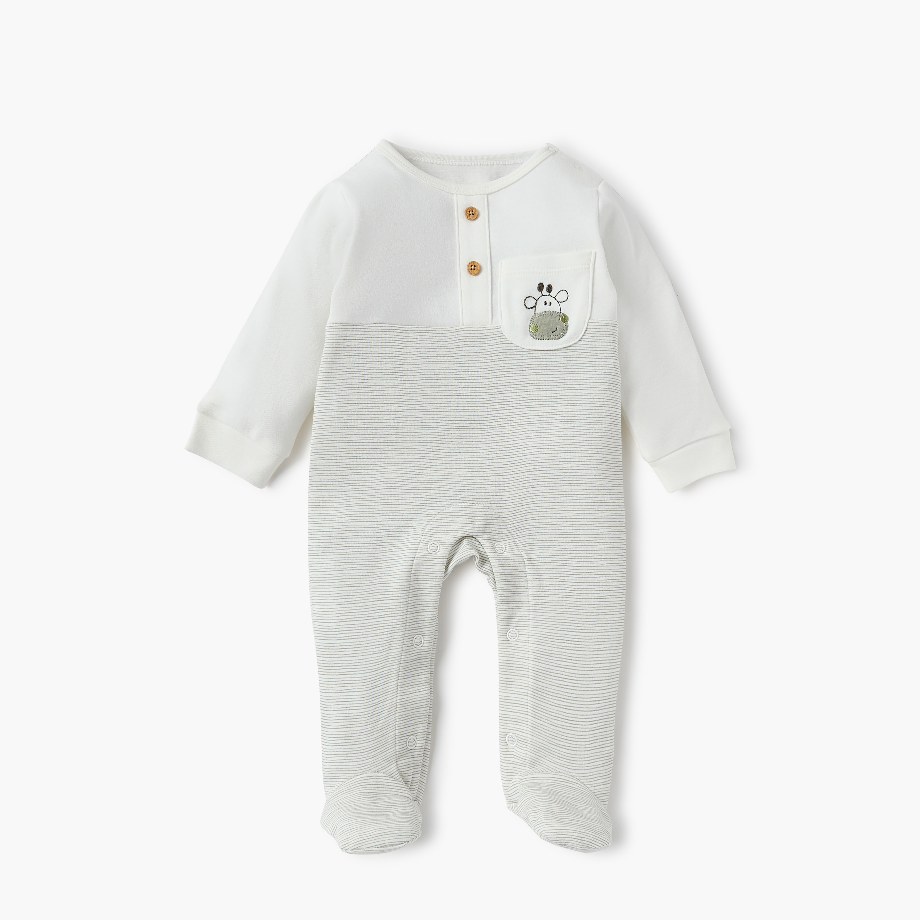 Juniors Striped Sleepsuit with Chest Pocket-baby-boys-clothing-nightwear-sleepsuits-image-1