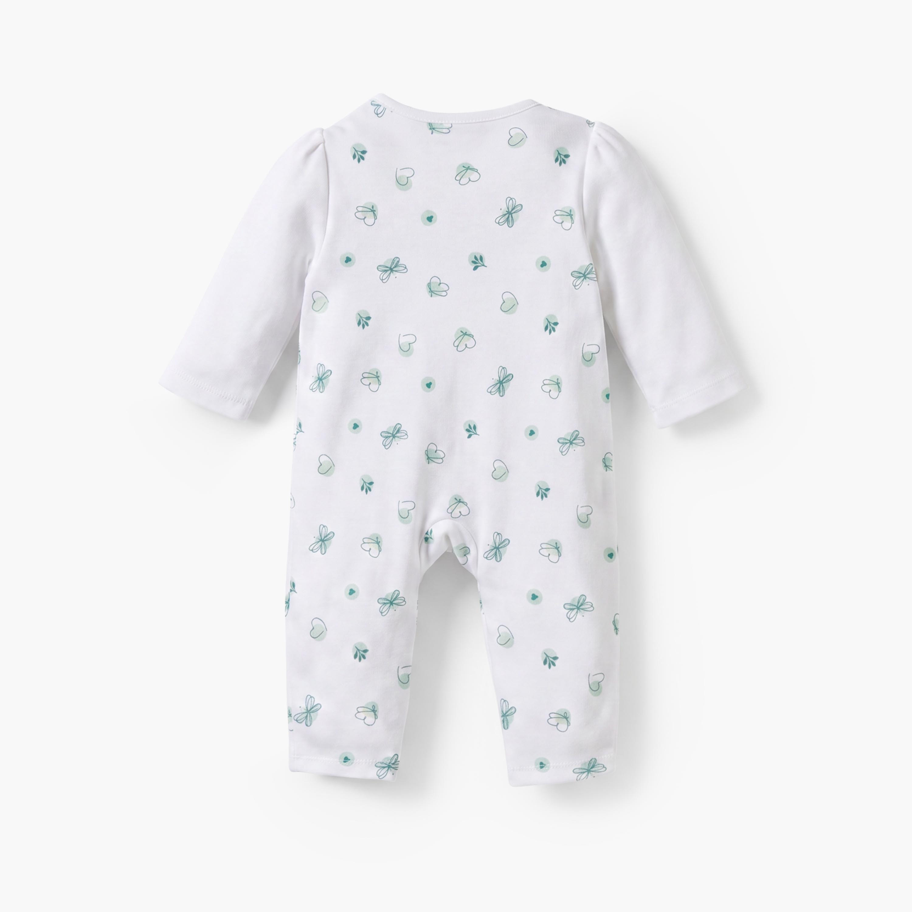 بدلة نوم قطن بكشكش وياقة مستديرة وأكمام طويلة من جونيورز-baby-girls-clothing-nightwear-sleepsuits-image-2