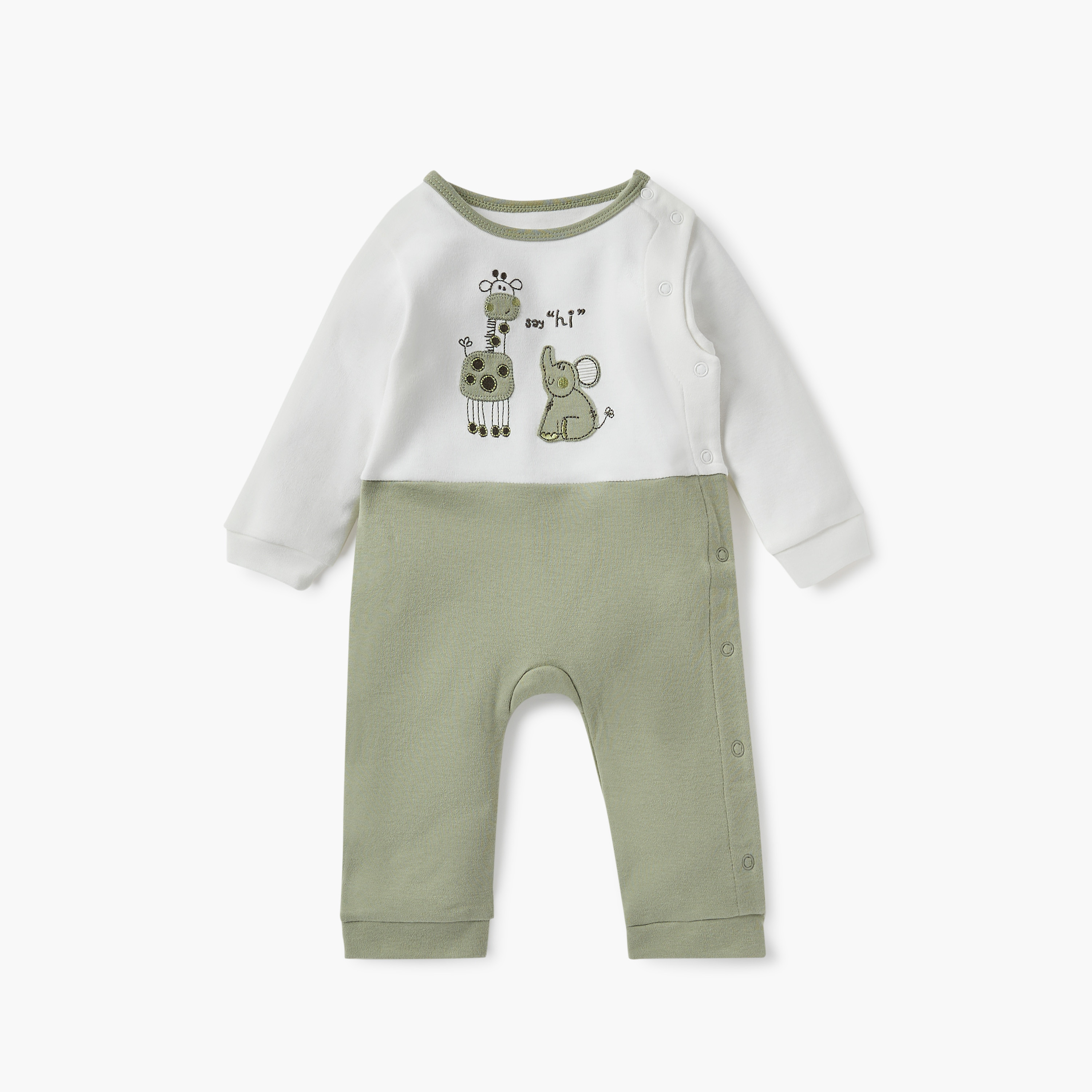 Juniors Animal Applique Sleepsuit with Side Button Closure-baby-boys-clothing-nightwear-sleepsuits-image-1