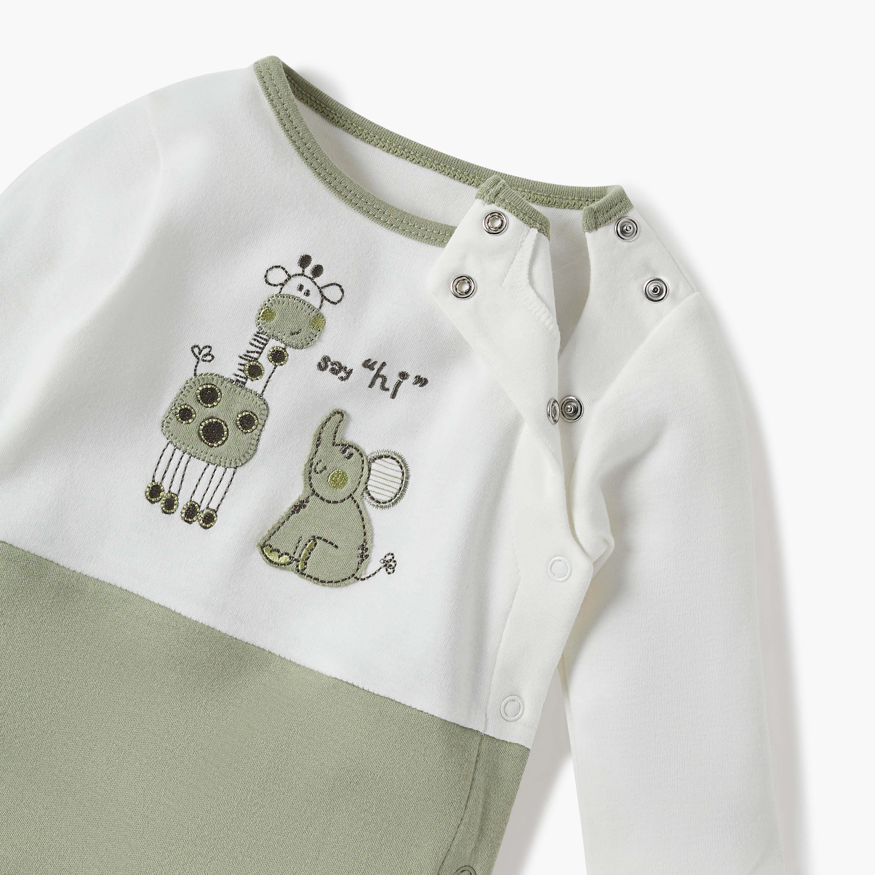 Juniors Animal Applique Sleepsuit with Side Button Closure-baby-boys-clothing-nightwear-sleepsuits-image-3