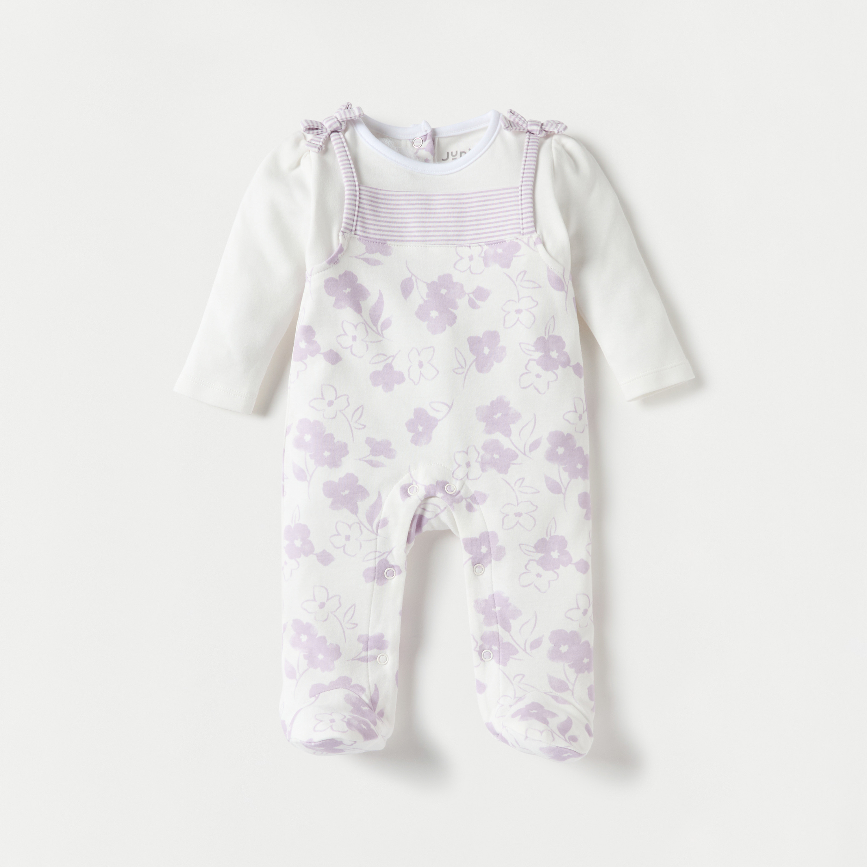 Juniors Floral Print Closed Foot Sleepsuit with Long Sleeves-baby-girls-clothing-nightwear-sleepsuits-image-1