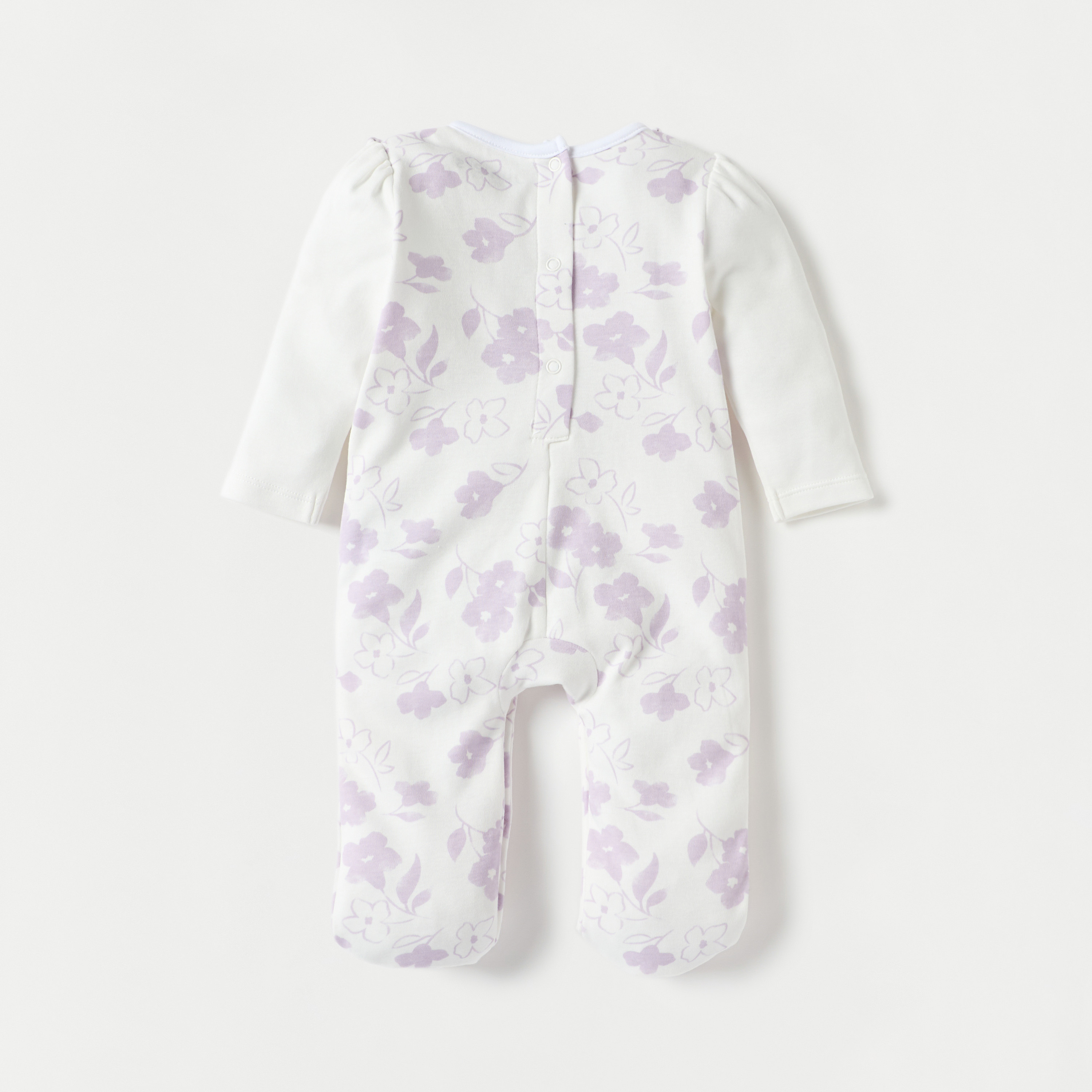 Juniors Floral Print Closed Foot Sleepsuit with Long Sleeves-baby-girls-clothing-nightwear-sleepsuits-image-2