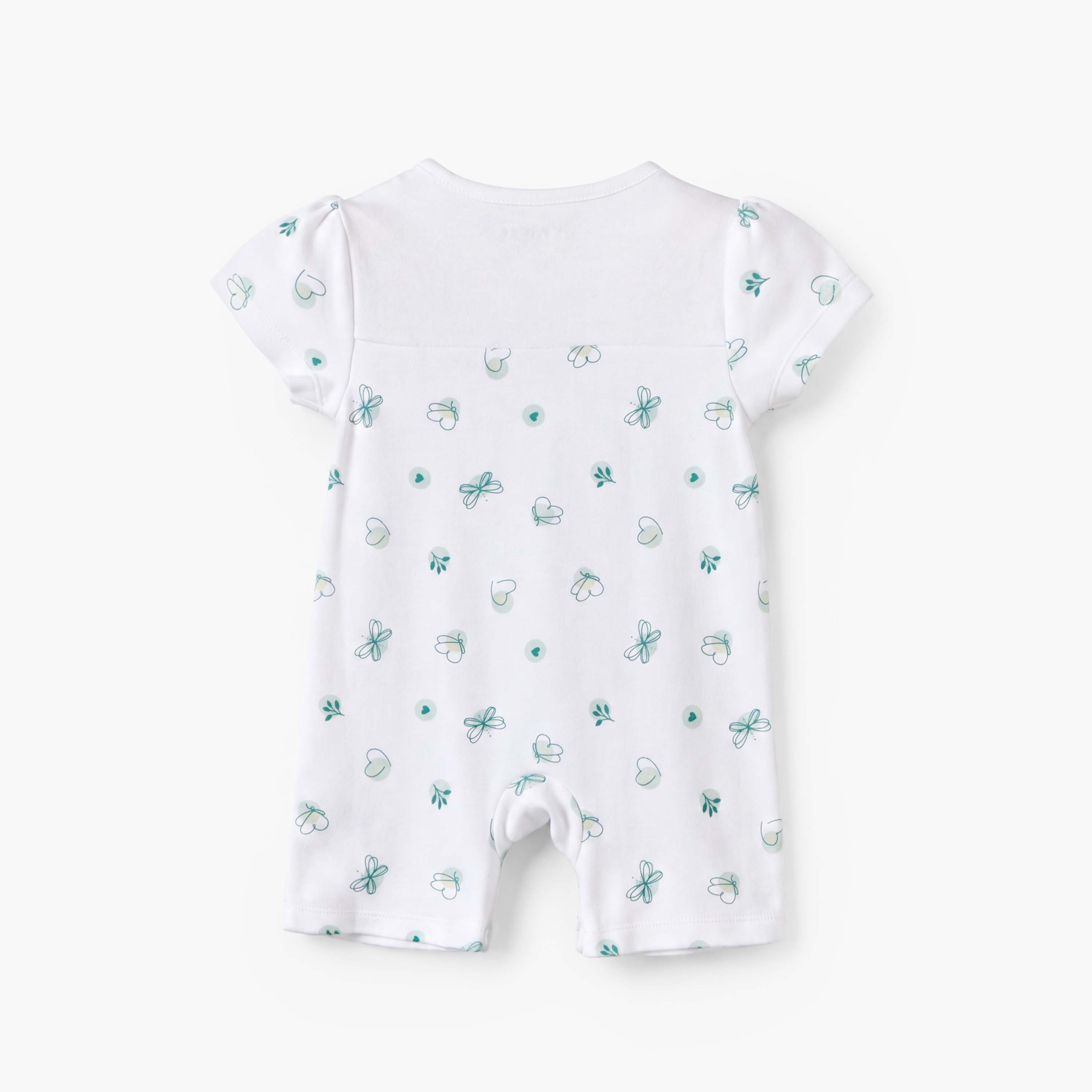 Juniors Round Neck Short Sleeves Romper with Butterfly Print-baby-girls-clothing-rompers-image-3