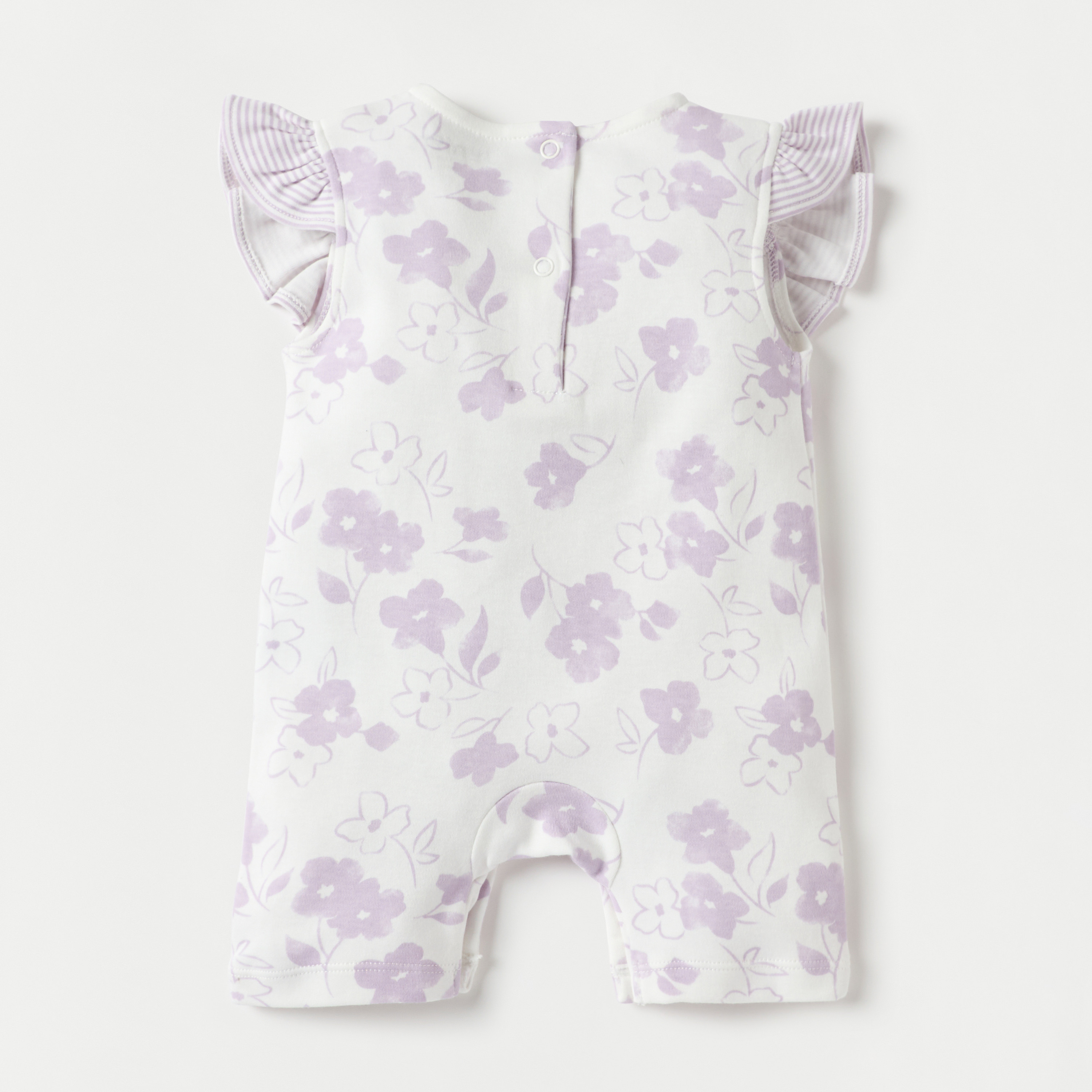Juniors Floral Print Romper with Cap Sleeves and Ruffle Detail-baby-girls-clothing-rompers-image-2