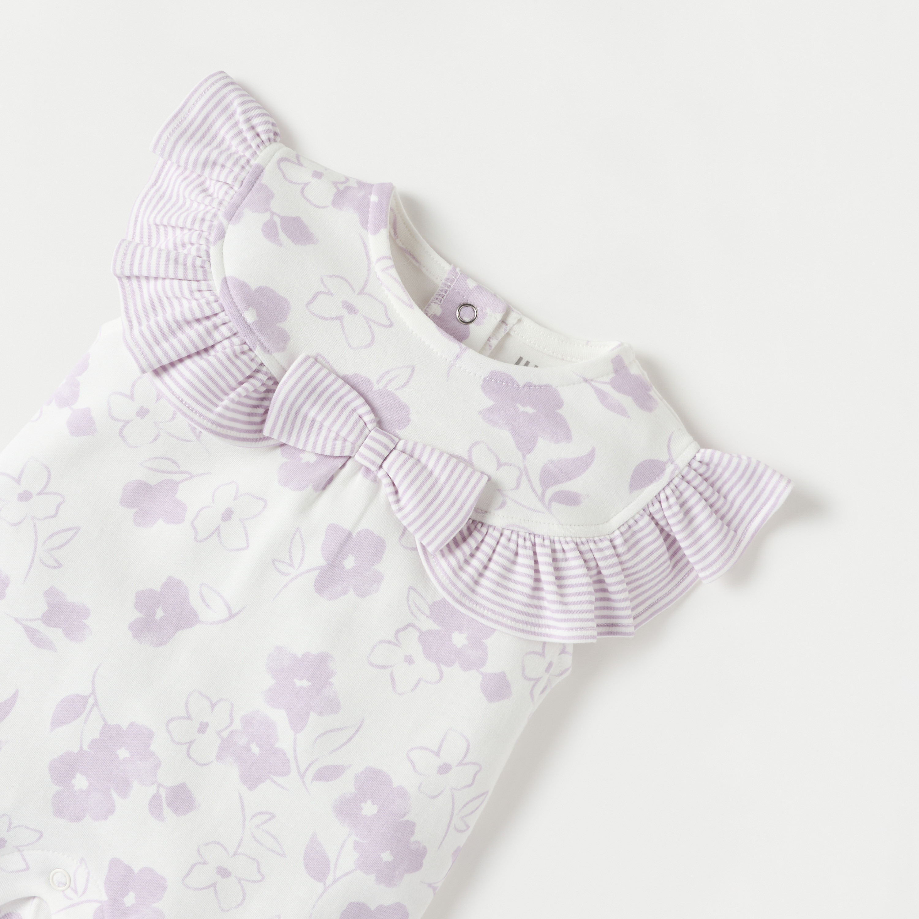 Juniors Floral Print Romper with Cap Sleeves and Ruffle Detail-baby-girls-clothing-rompers-image-3