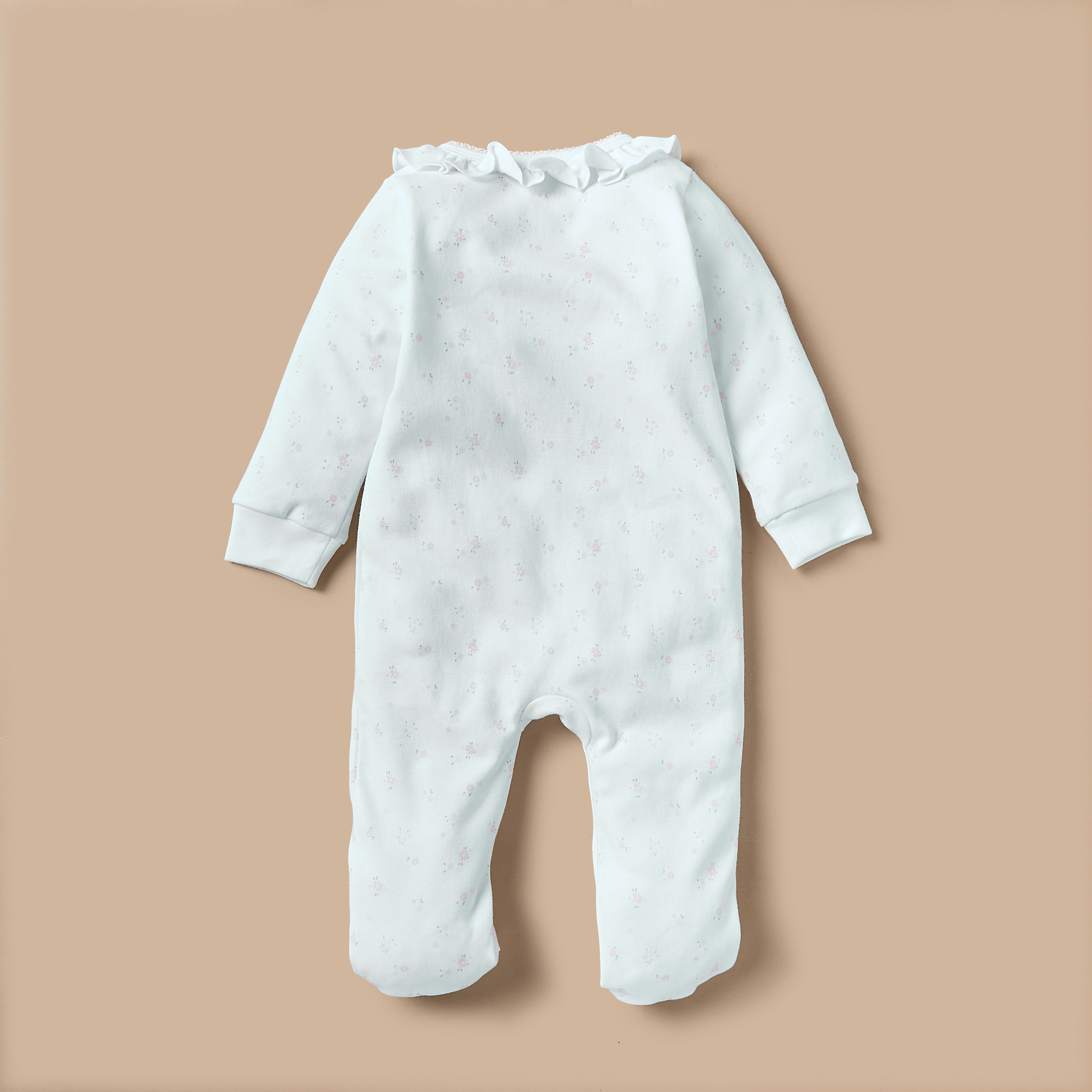 Juniors Embroidered Sleepsuit with Ruffles and Long Sleeves-baby-girls-clothing-nightwear-sleepsuits-image-2