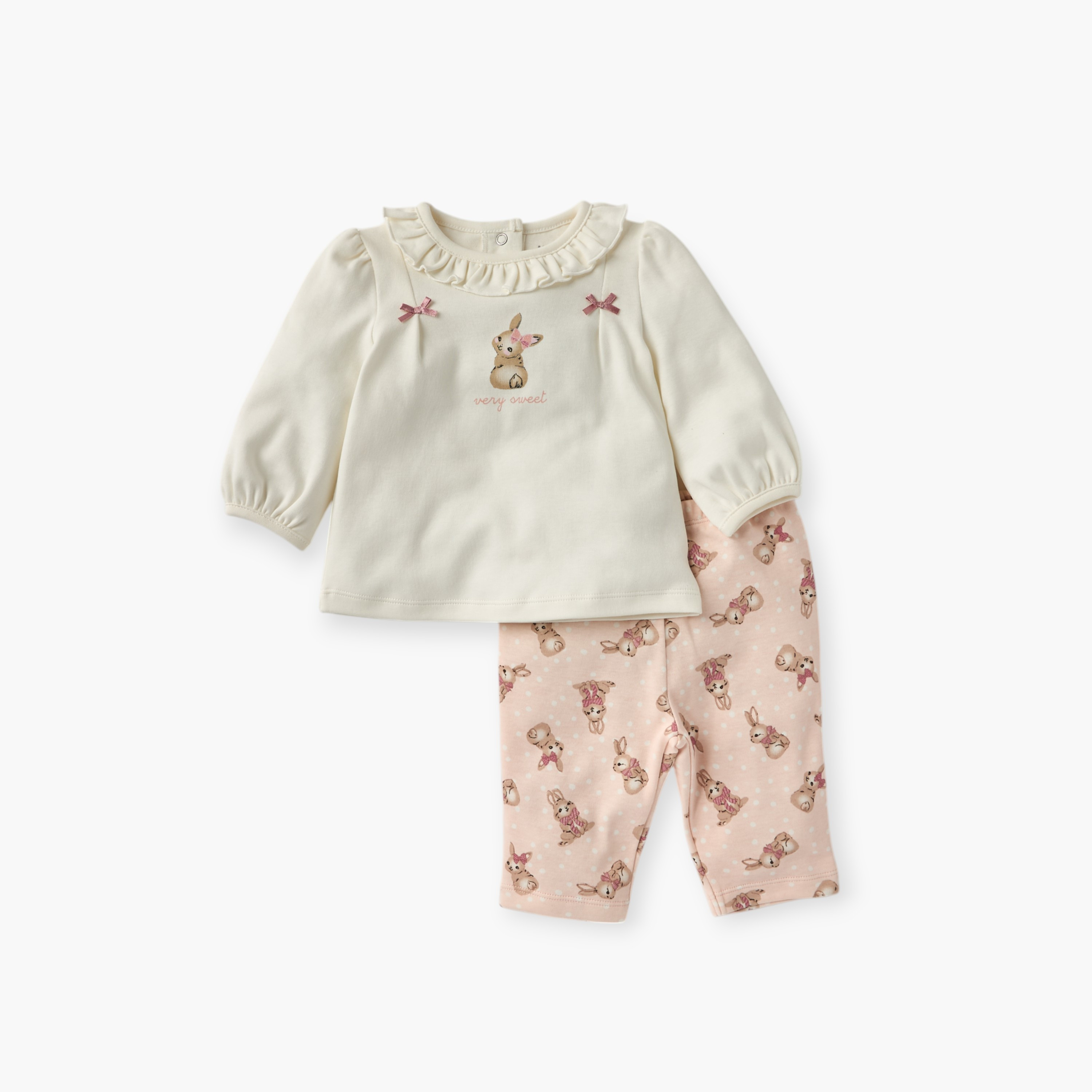 طقم بنطلون بيجاما وبلوزة بطبعات أرانب من جونيورز-baby-girls-clothing-nightwear-pyjamasets-image-1