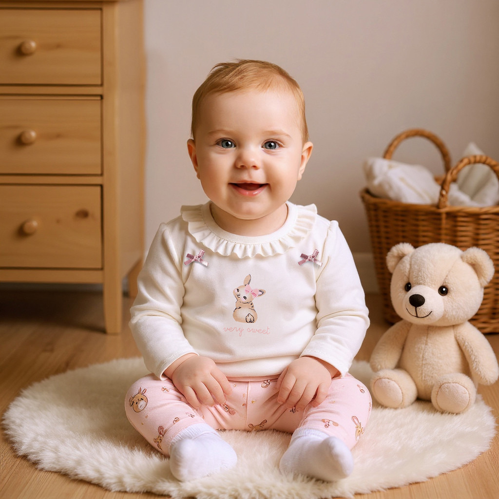 طقم بنطلون بيجاما وبلوزة بطبعات أرانب من جونيورز-baby-girls-clothing-nightwear-pyjamasets-image-7