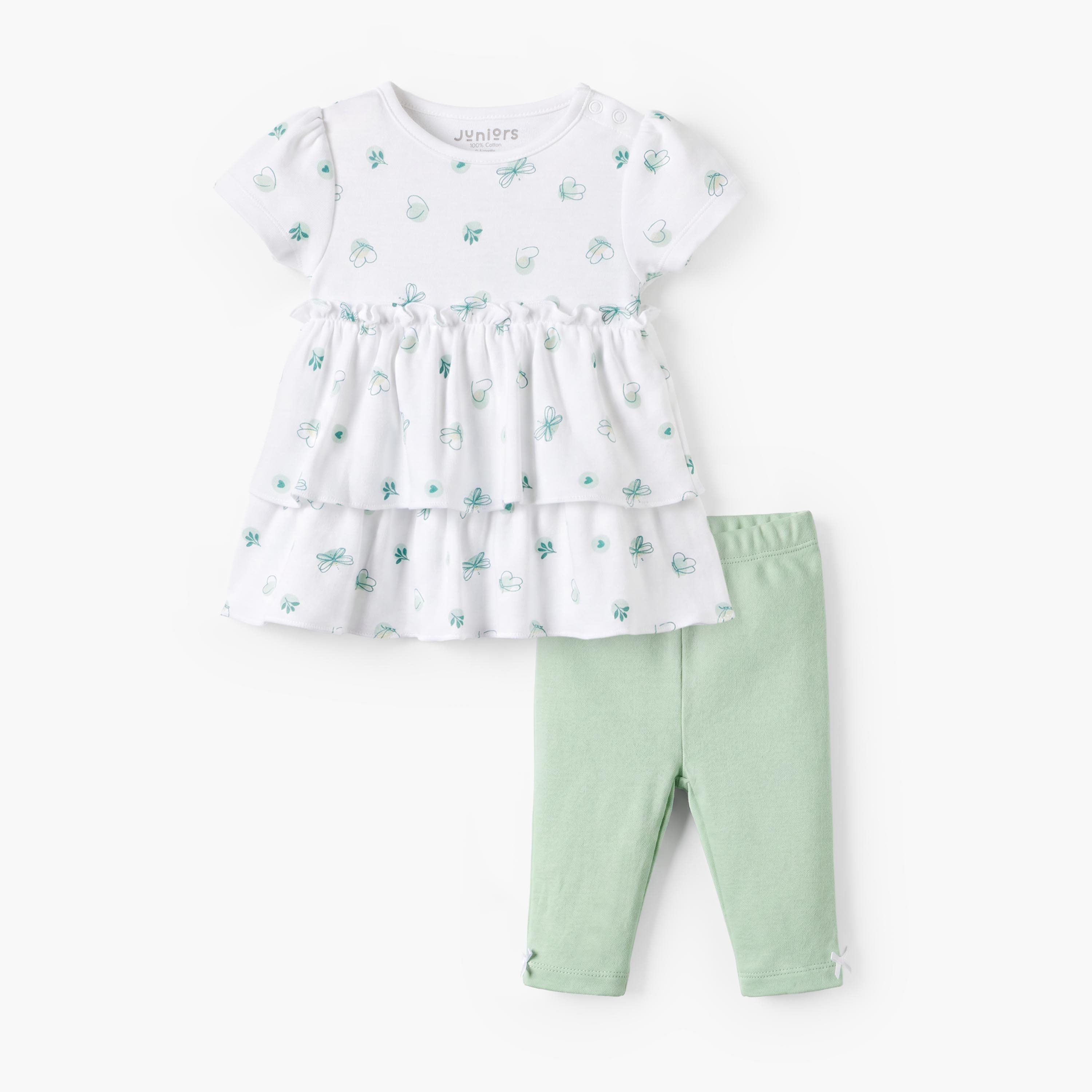 Juniors Cotton Round Neck Short Sleeves Pyjama Set with Ruffles-baby-girls-clothing-nightwear-pyjamasets-image-1