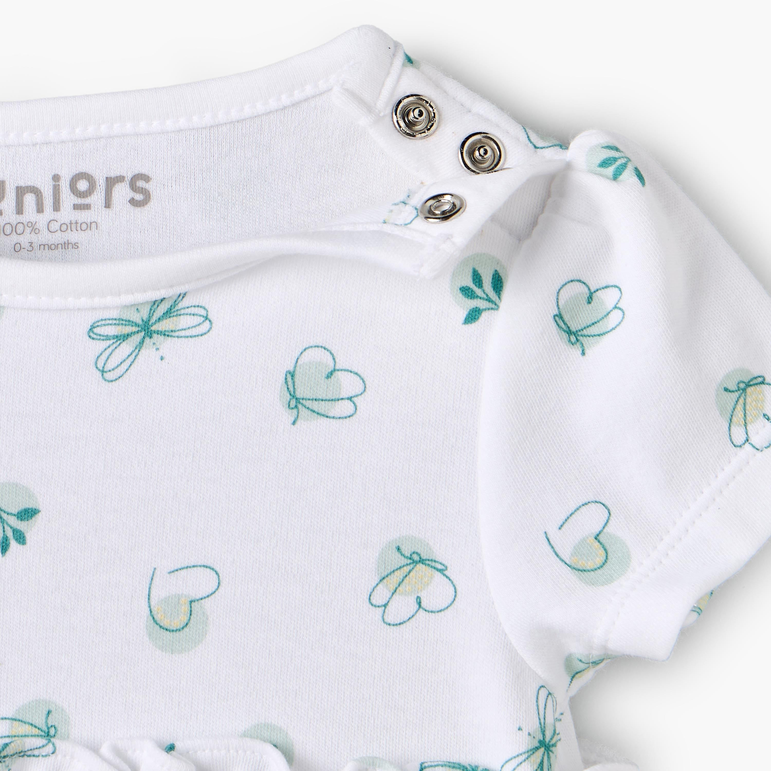 Juniors Cotton Round Neck Short Sleeves Pyjama Set with Ruffles-baby-girls-clothing-nightwear-pyjamasets-image-6