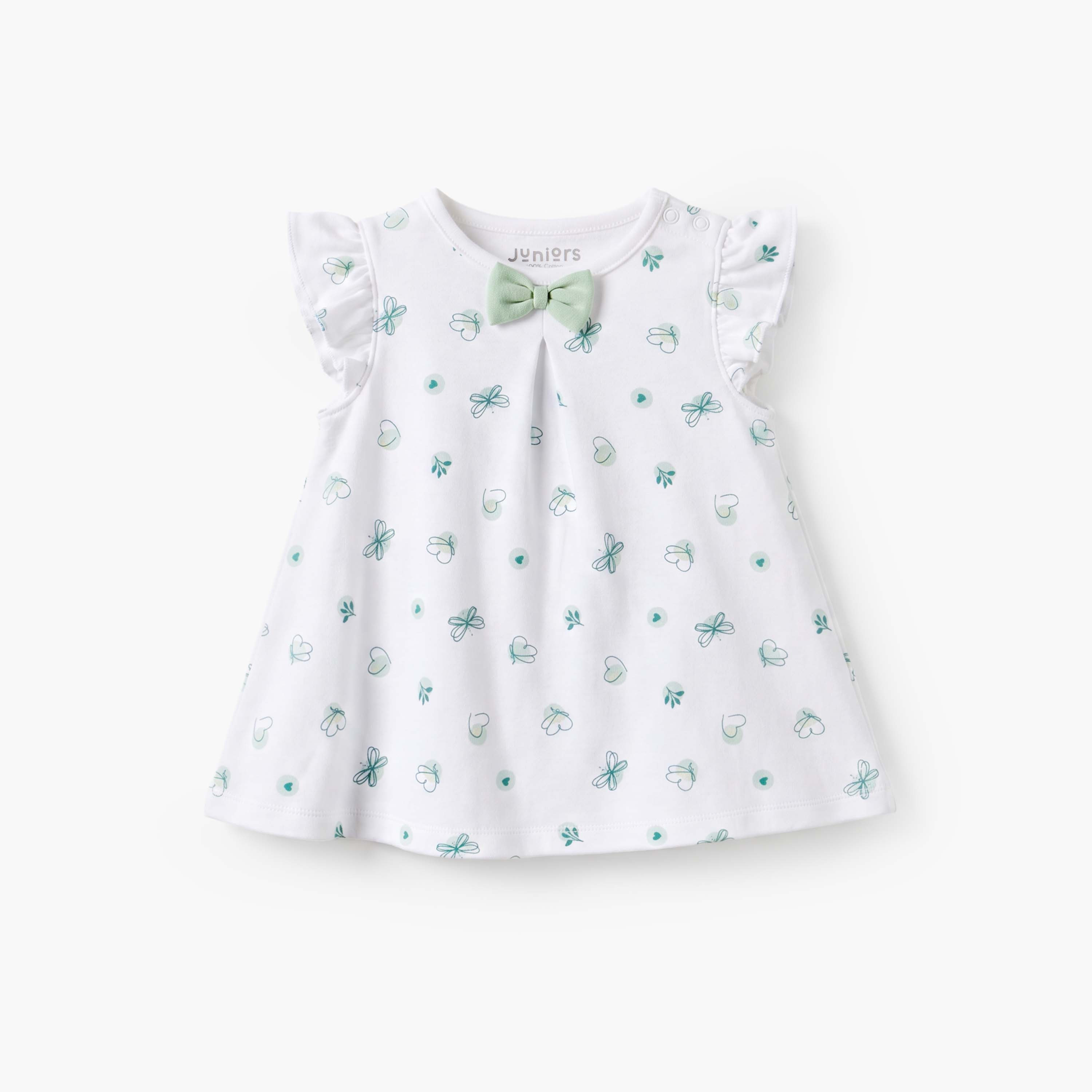 Juniors Round Neck Short Sleeves Knee Length A-line Dress with Butterfly Print-baby-girls-clothing-dressesandjumpsuits-image-1