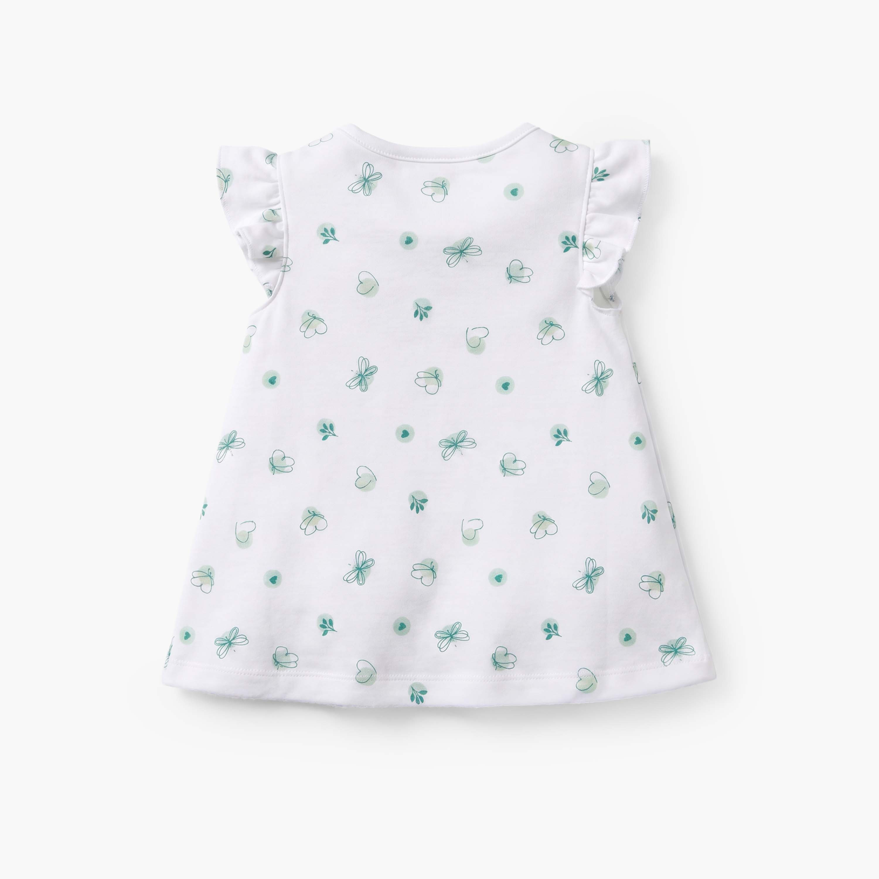 Juniors Round Neck Short Sleeves Knee Length A-line Dress with Butterfly Print-baby-girls-clothing-dressesandjumpsuits-image-2