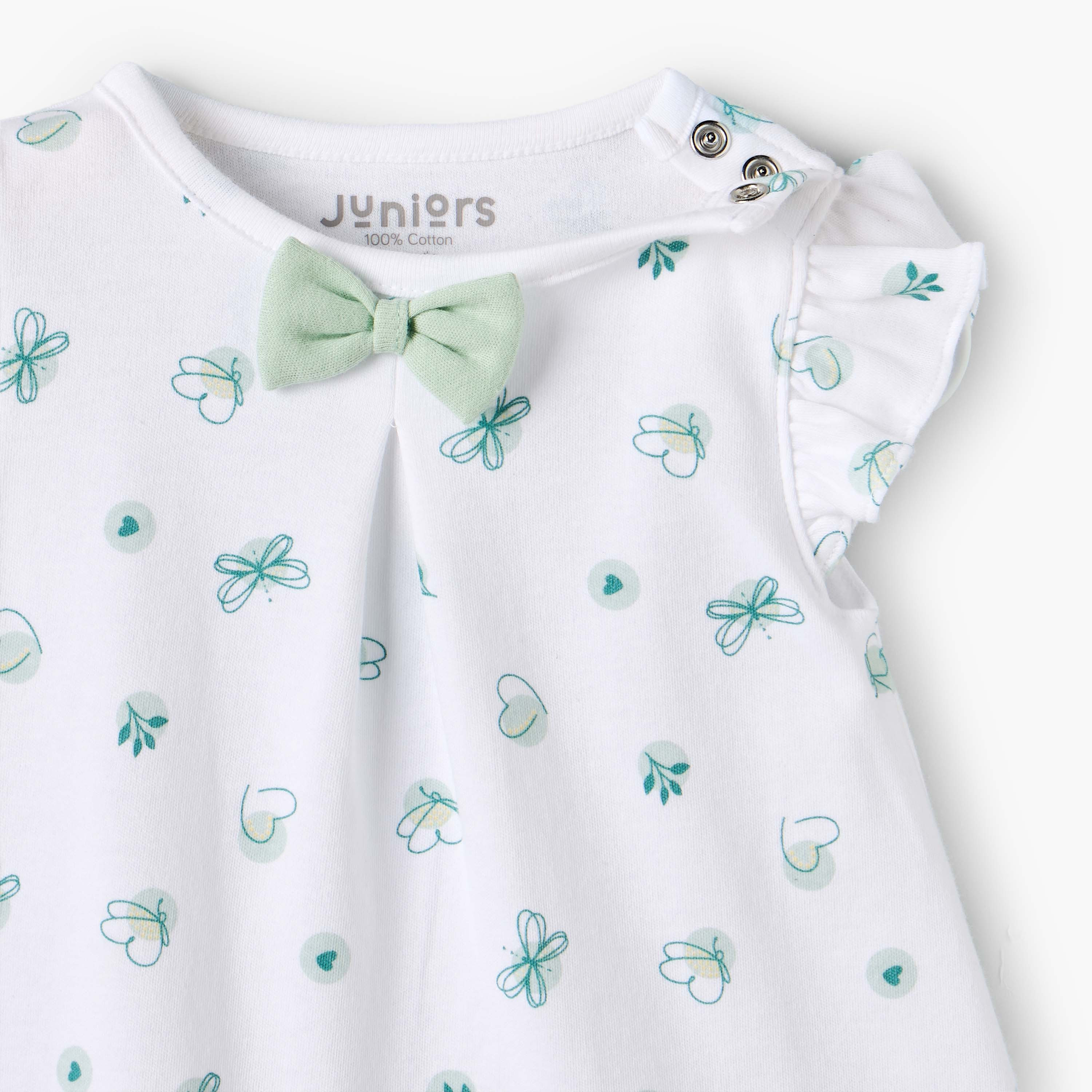 Juniors Round Neck Short Sleeves Knee Length A-line Dress with Butterfly Print-baby-girls-clothing-dressesandjumpsuits-image-3