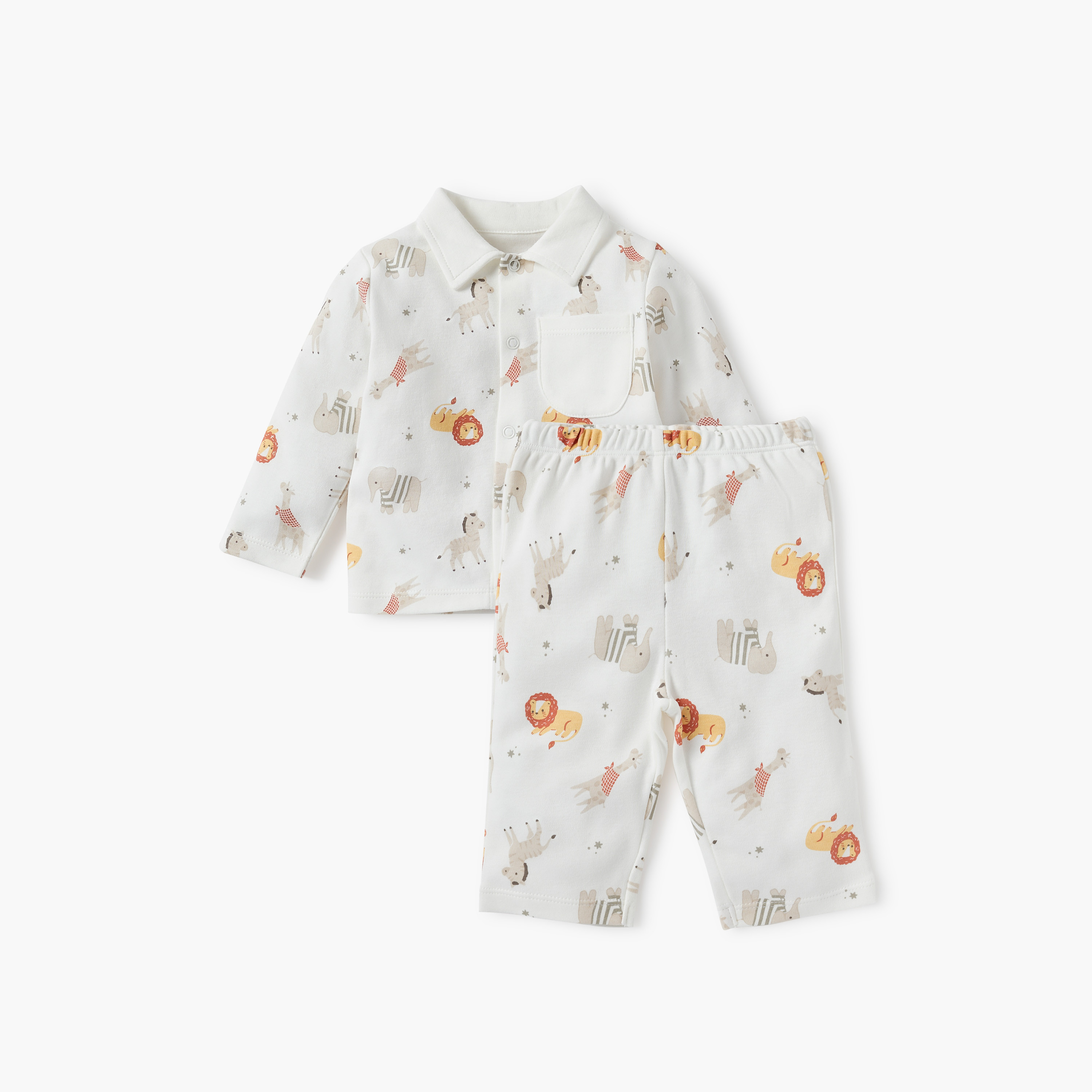 Juniors Animal Print Shirt and Pyjama Set-baby-boys-clothing-nightwear-pyjamasets-image-1