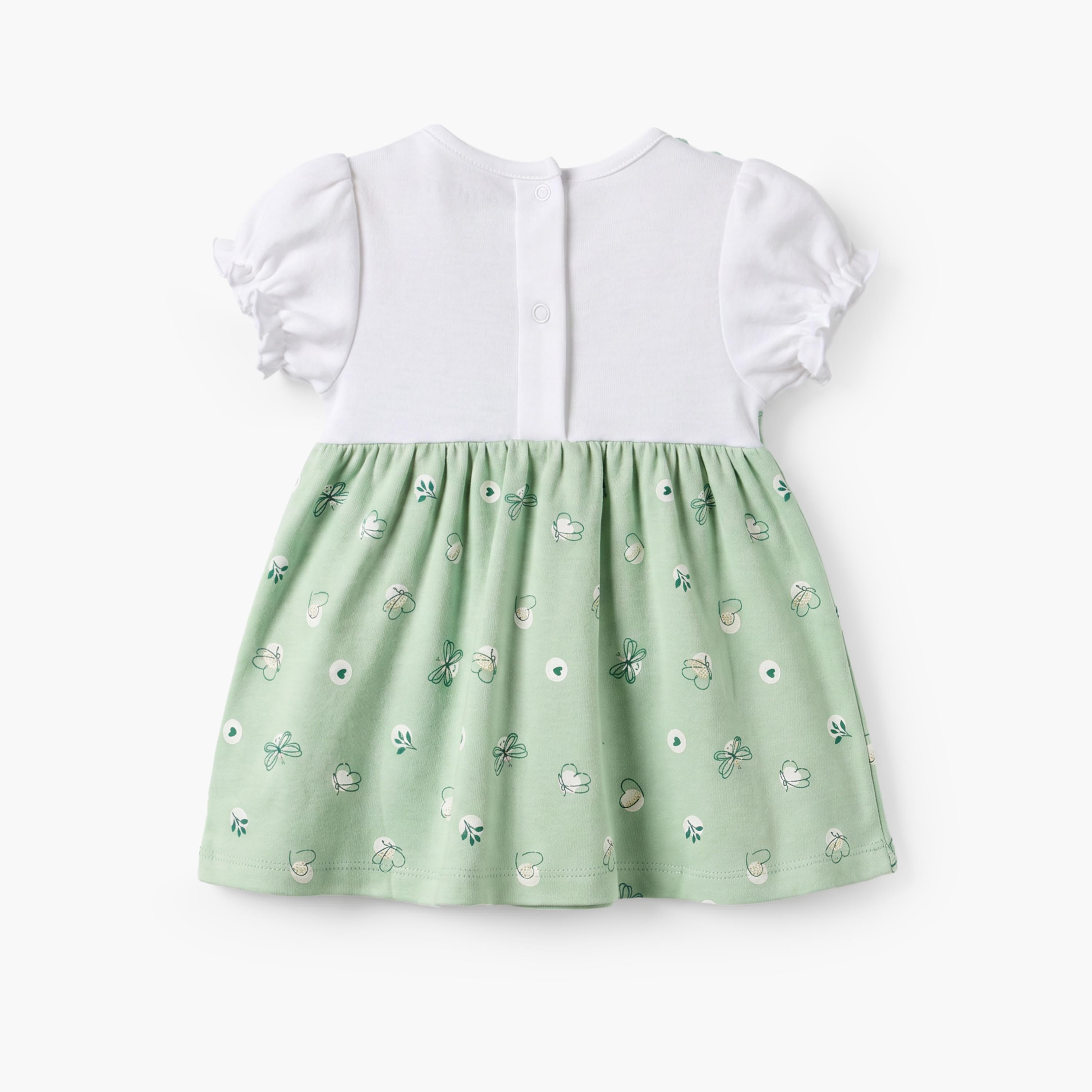 Juniors Round Neck Short Sleeves Knee Length Dress with Butterfly Print-baby-girls-clothing-dressesandjumpsuits-image-2