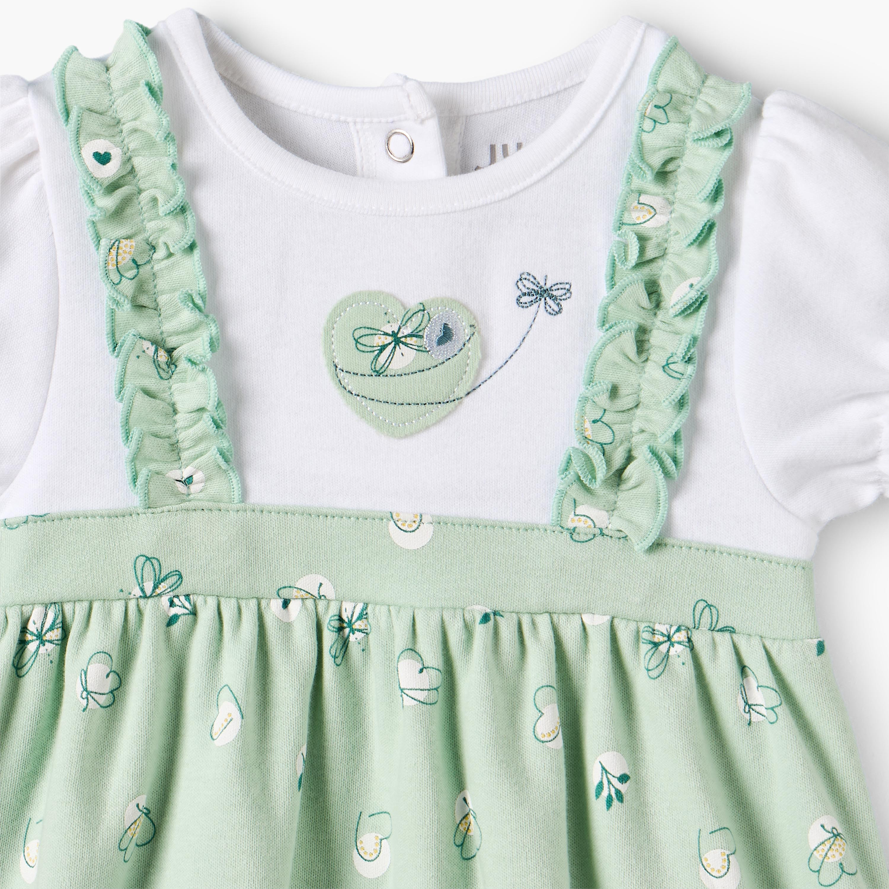 Juniors Round Neck Short Sleeves Knee Length Dress with Butterfly Print-baby-girls-clothing-dressesandjumpsuits-image-3