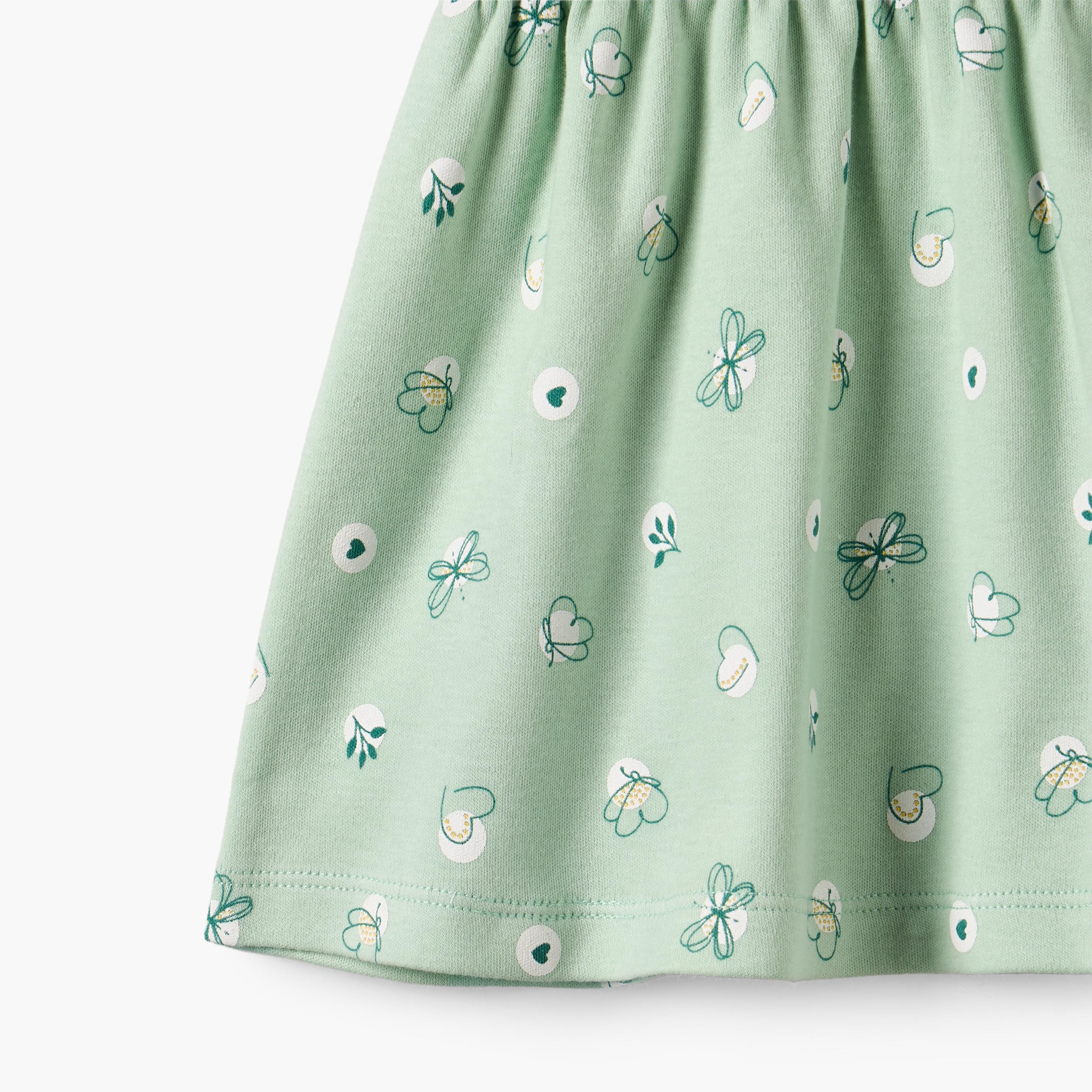 Juniors Round Neck Short Sleeves Knee Length Dress with Butterfly Print-baby-girls-clothing-dressesandjumpsuits-image-4