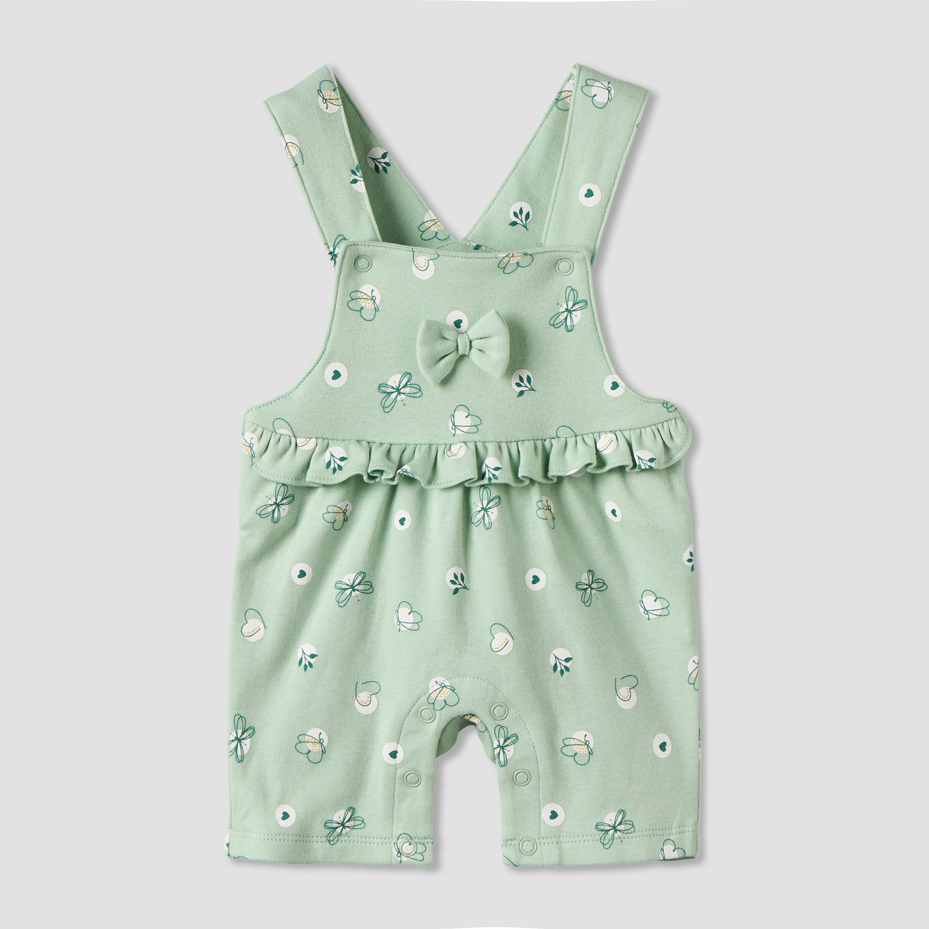 Juniors Round Neck Short Sleeves Top and Dungaree Set with Ruffles-baby-girls-clothing-setsandcoords-image-4