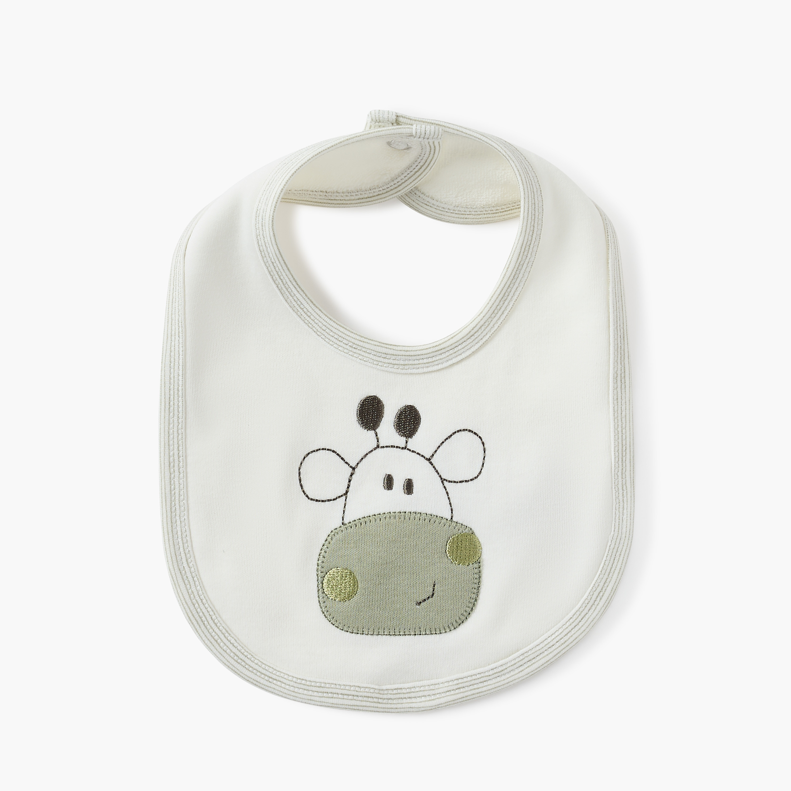 مريلة بتطريز زرافة وزر إغلاق من جونيورز-baby-feeding-bibs-image-1