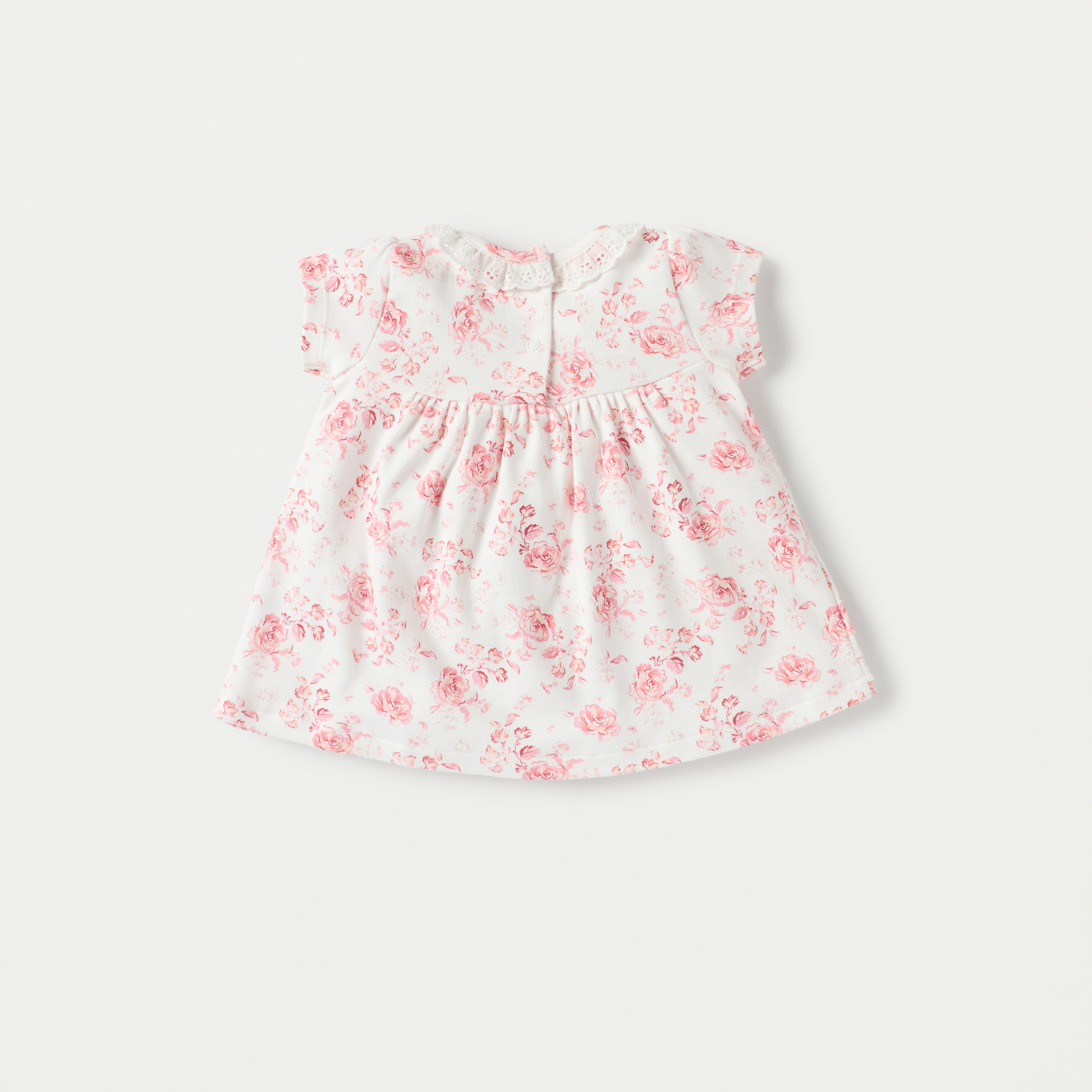 Juniors Floral Print A-line Dress with Round Neck and Short Sleeves-baby-girls-clothing-dressesandjumpsuits-image-2