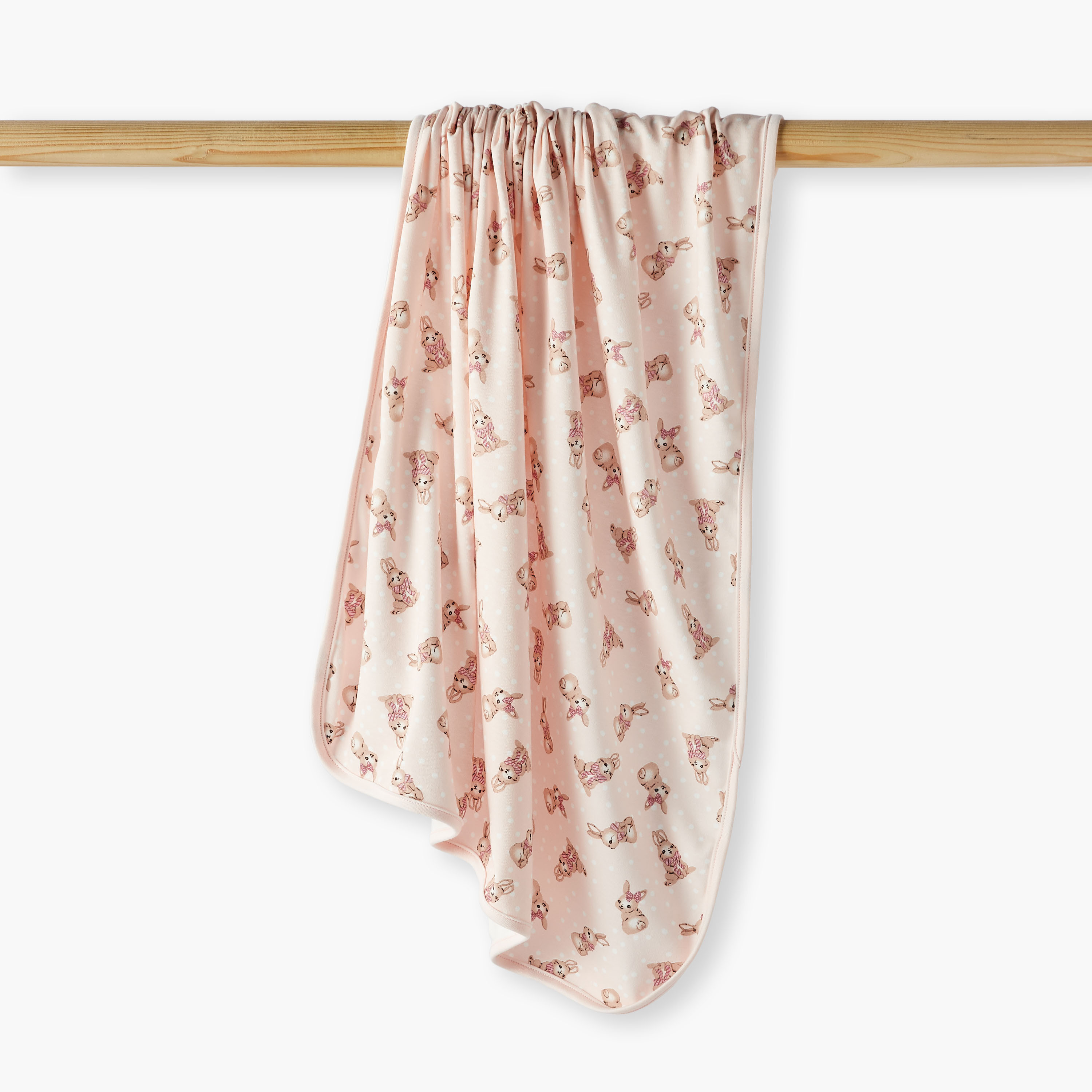 Juniors Bunny Print Receiving Blanket - 71x81 cm-baby-nursery-blanketsandswaddles-receivingblankets-image-1