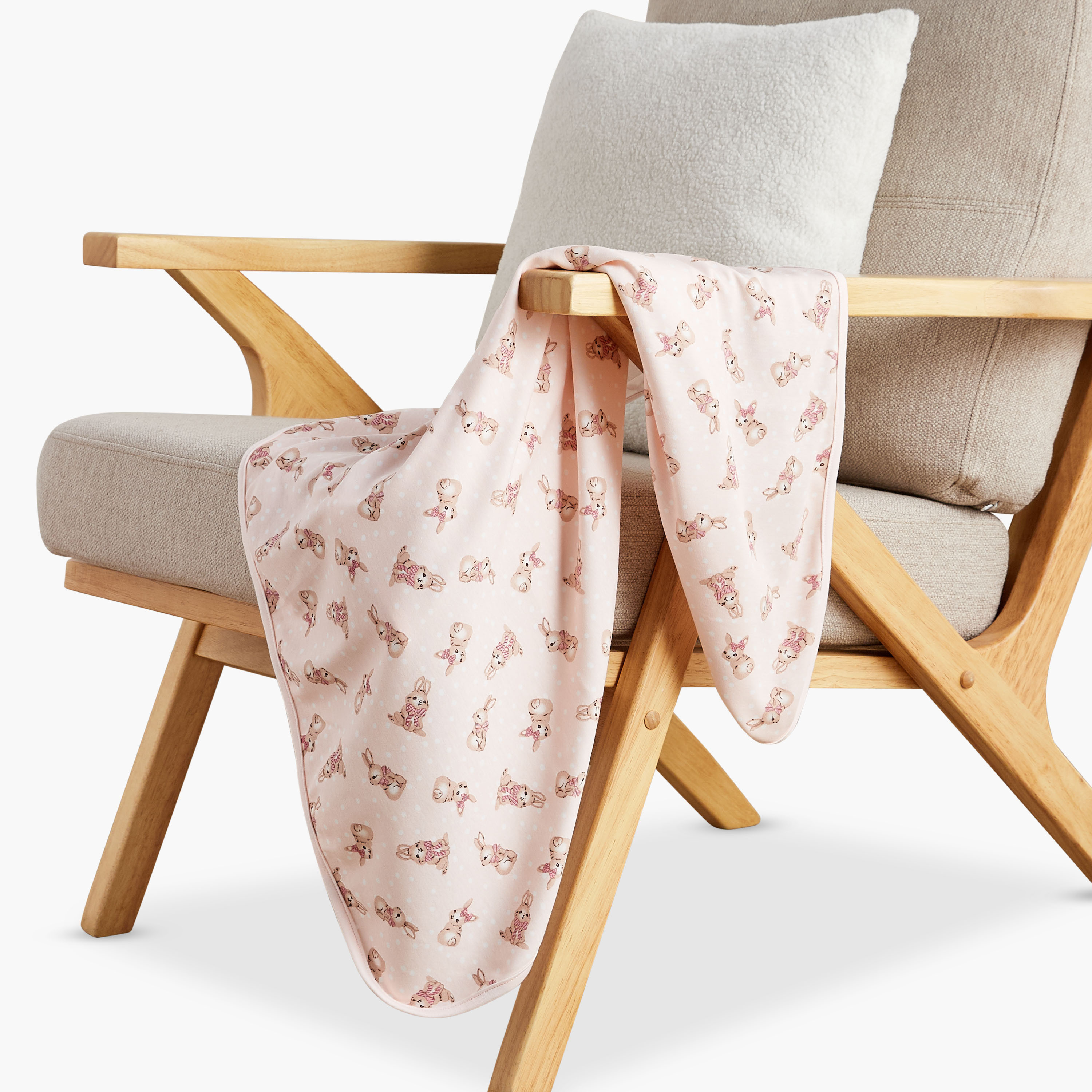 Juniors Bunny Print Receiving Blanket - 71x81 cm-baby-nursery-blanketsandswaddles-receivingblankets-image-2