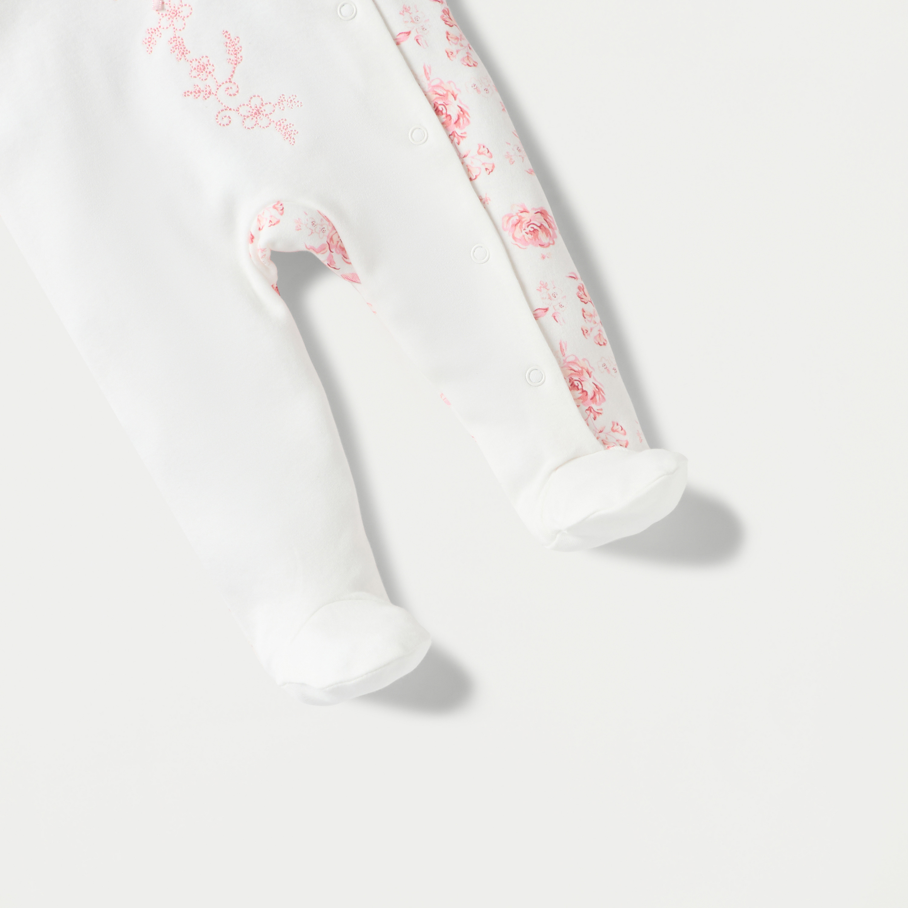 Juniors Floral Print Sleepsuit with Long Sleeves and Button Closure-baby-girls-clothing-nightwear-sleepsuits-image-4