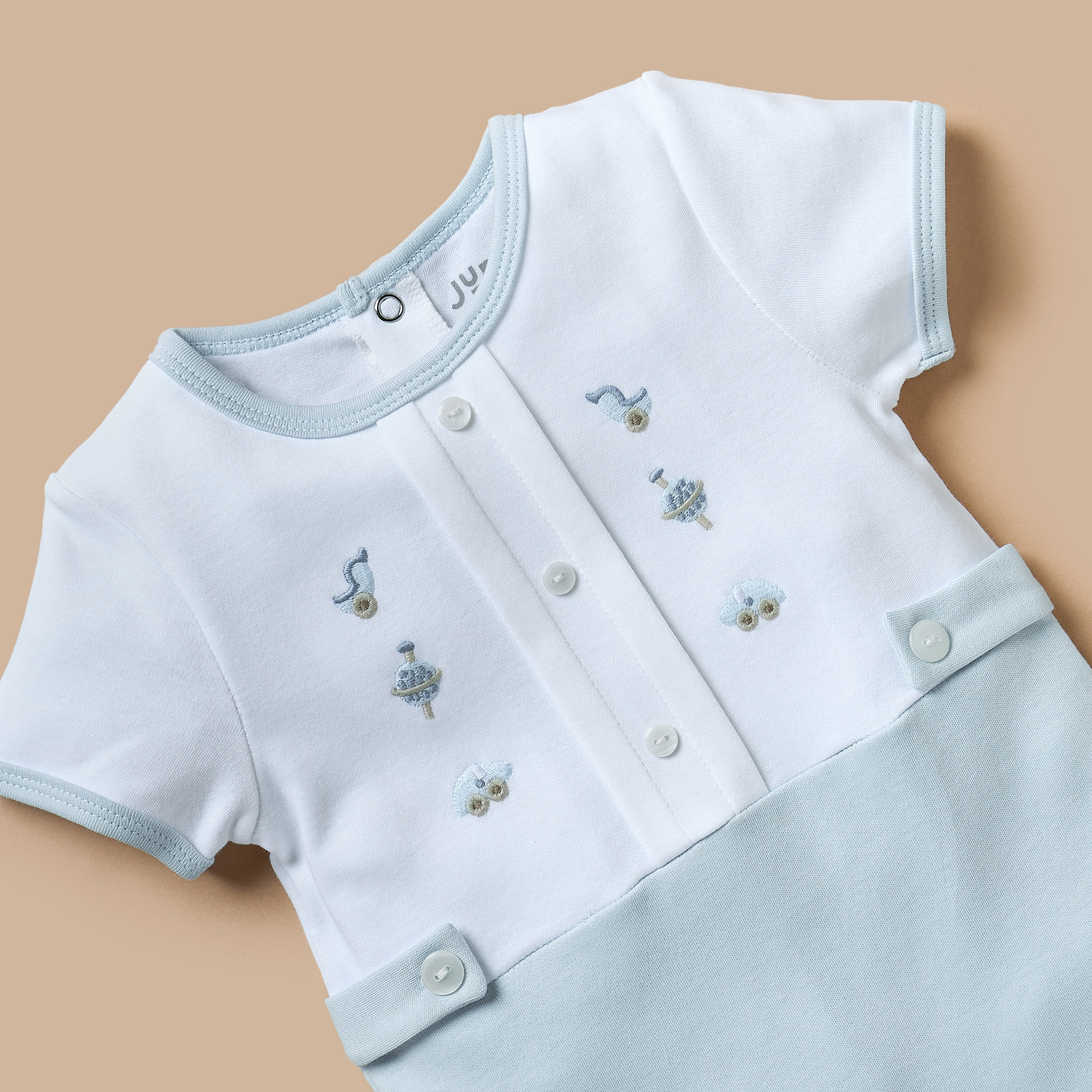 Juniors Embroidered Romper with Short Sleeves-baby-boys-clothing-rompers-image-3