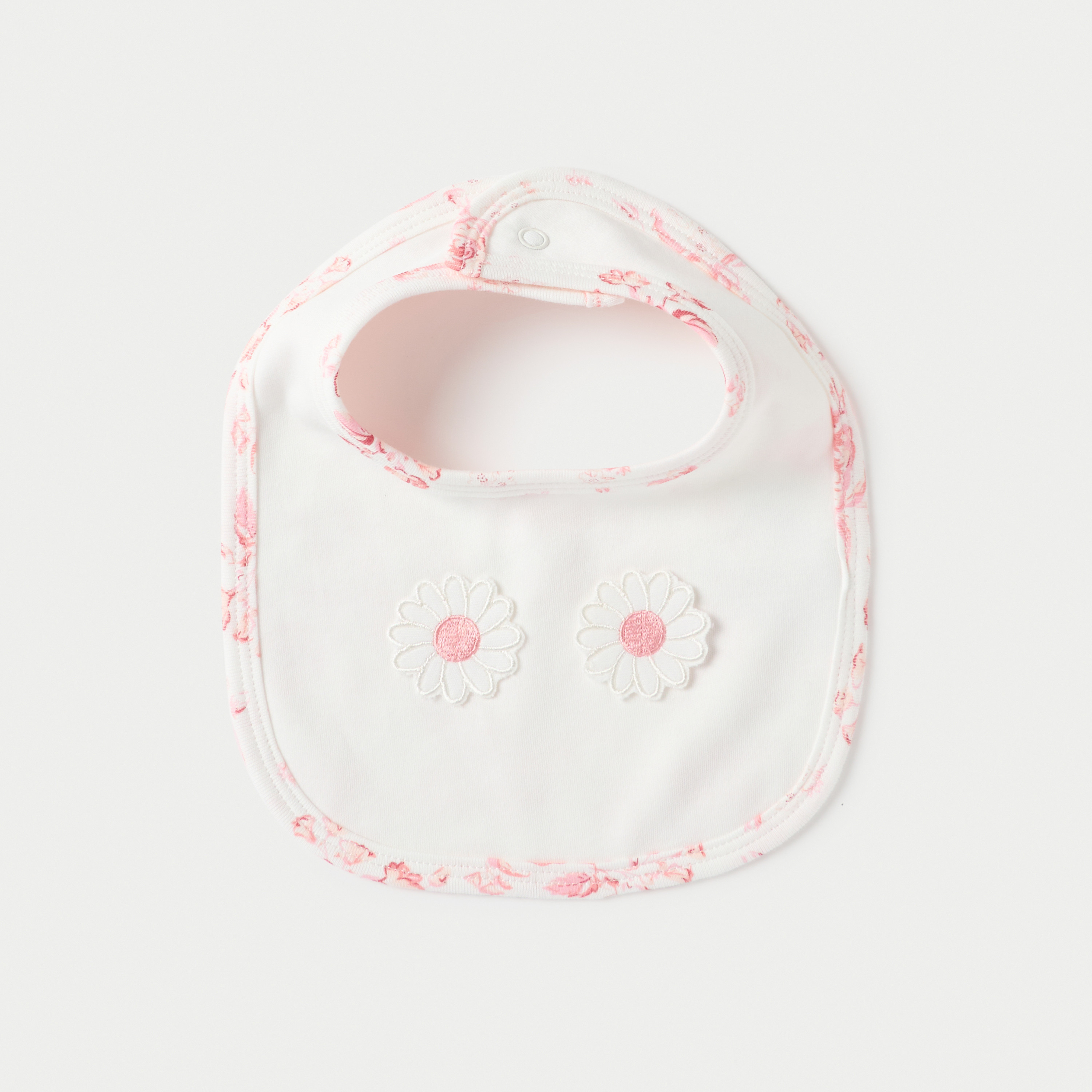 Juniors Floral Print Bib with Button Closure-baby-feeding-bibs-image-2