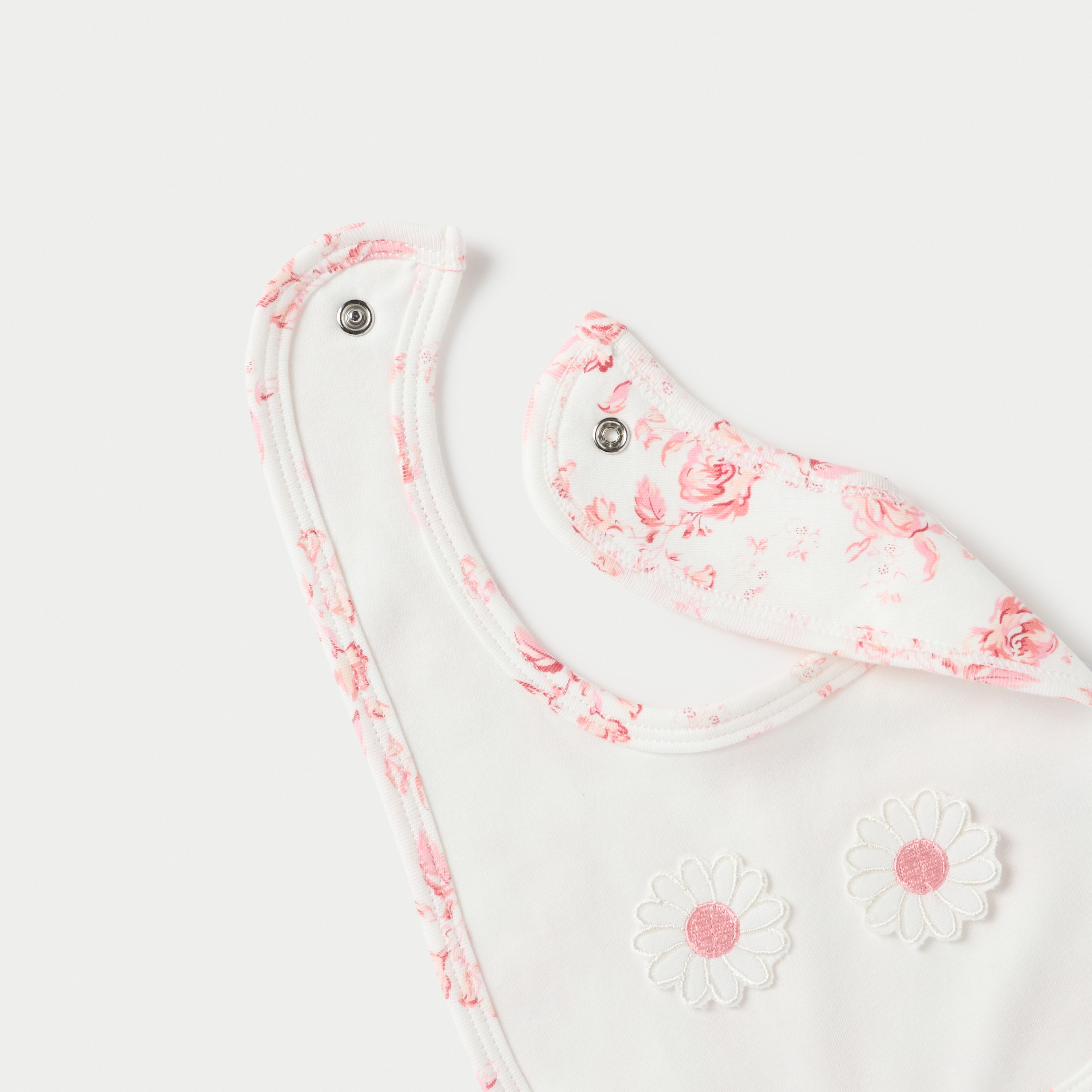 Juniors Floral Print Bib with Button Closure-baby-feeding-bibs-image-3