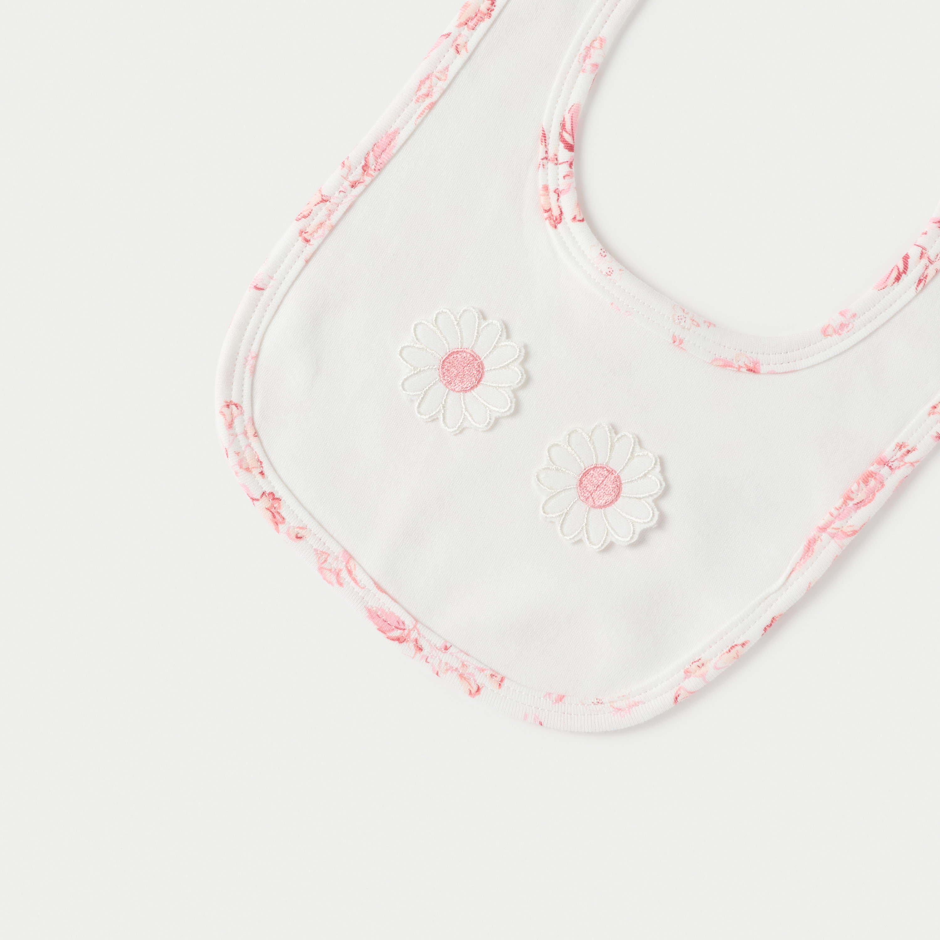 Juniors Floral Print Bib with Button Closure-baby-feeding-bibs-image-4