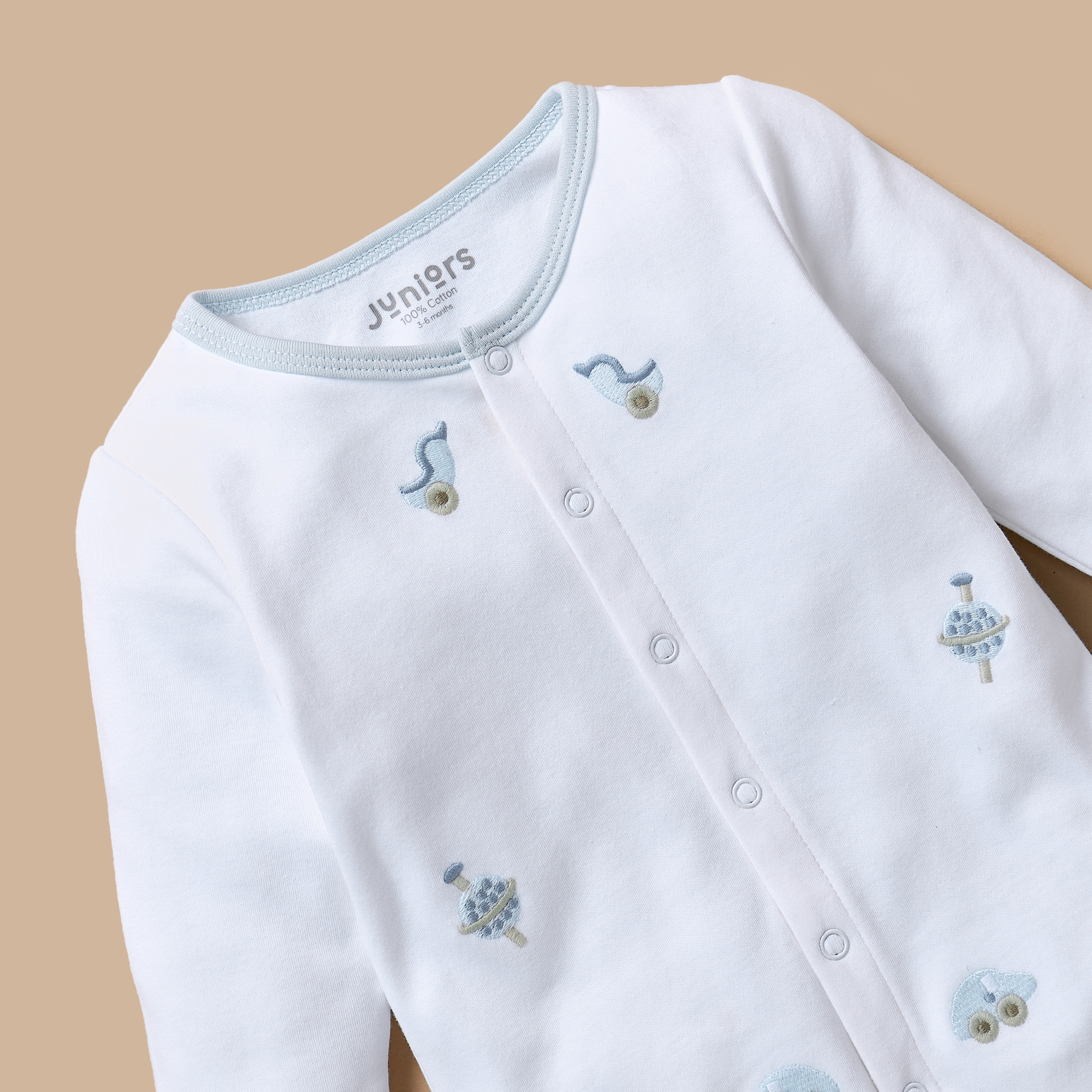 Juniors Embroidered Sleepsuit with Long Sleeves-baby-boys-clothing-nightwear-sleepsuits-image-3