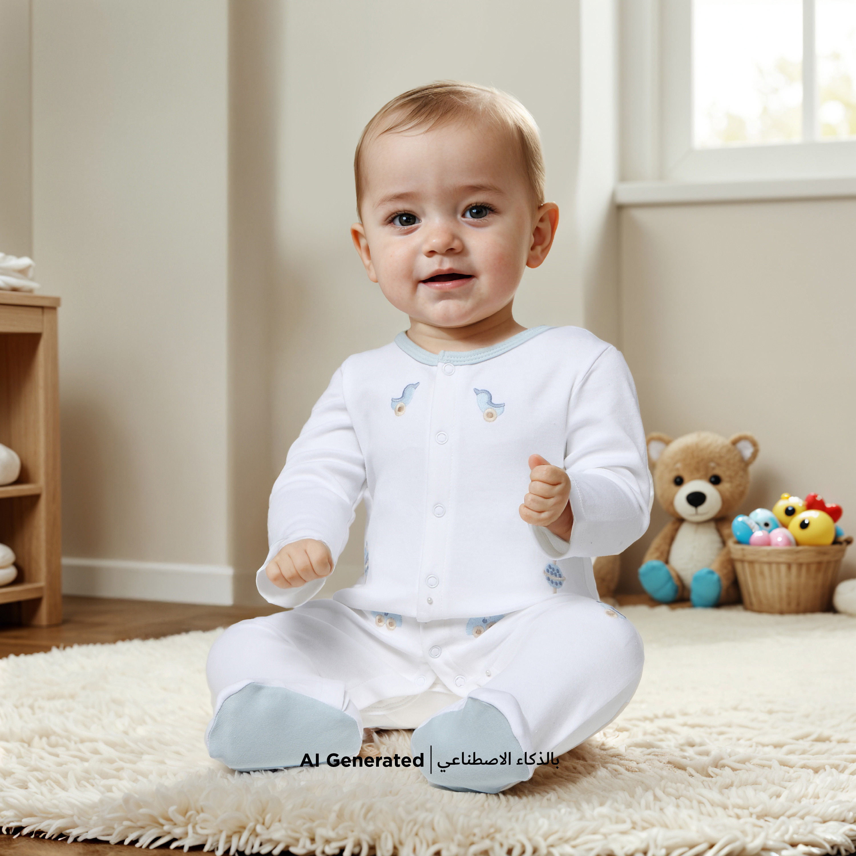 Juniors Embroidered Sleepsuit with Long Sleeves-baby-boys-clothing-nightwear-sleepsuits-image-6