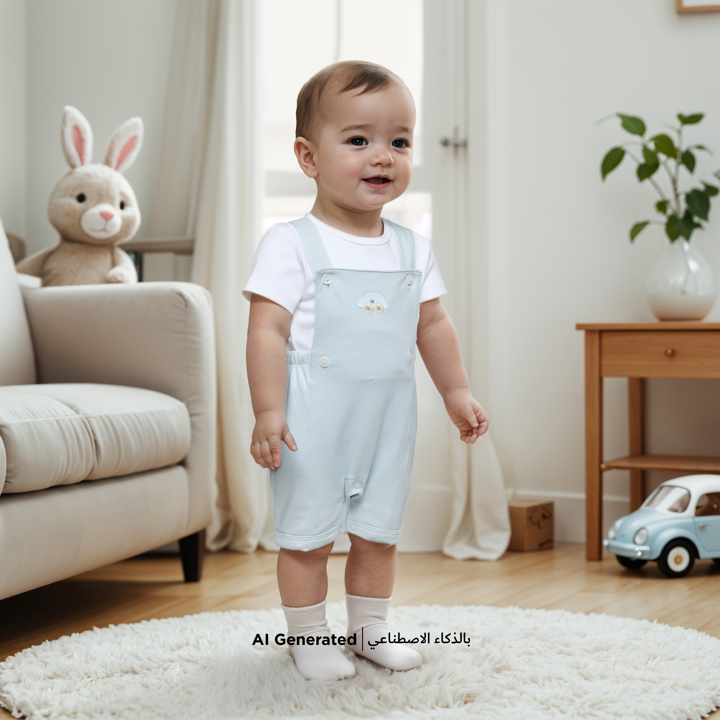 Juniors Car Embroidered Cotton Dungaree and T-shirt Set-baby-boys-clothing-rompers-image-7