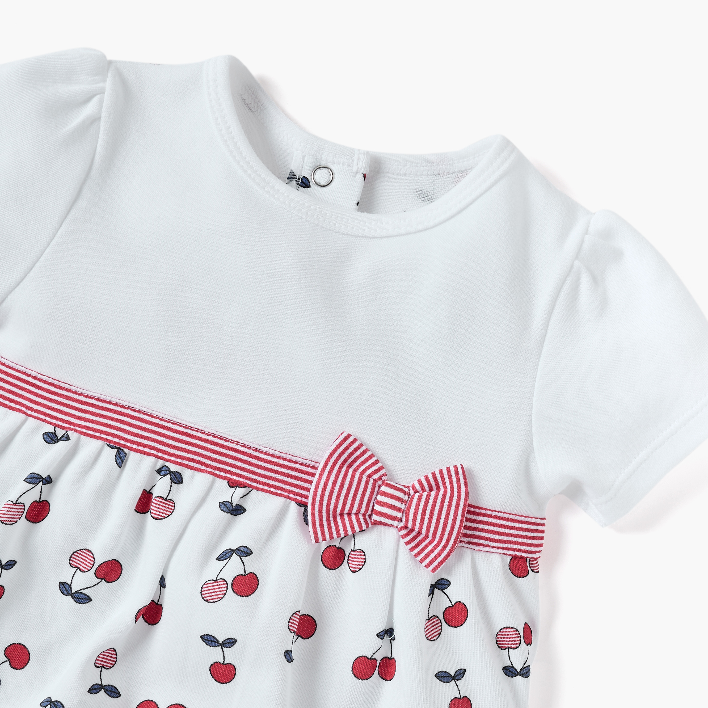 أفرول بطبعات كرز وتفاصيل فيونكة وأكمام قصيرة من جونيورز-baby-girls-clothing-rompers-image-3