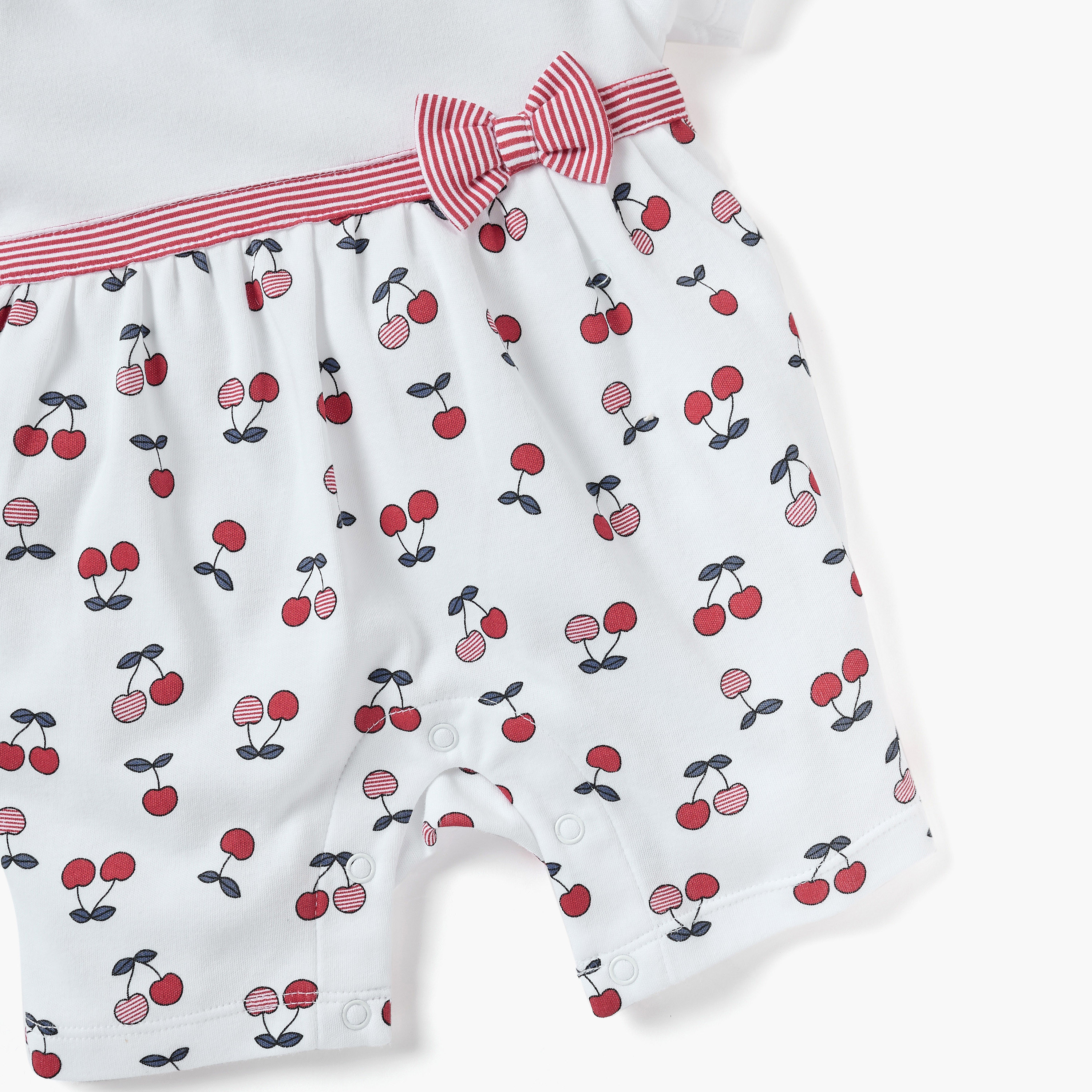 أفرول بطبعات كرز وتفاصيل فيونكة وأكمام قصيرة من جونيورز-baby-girls-clothing-rompers-image-4