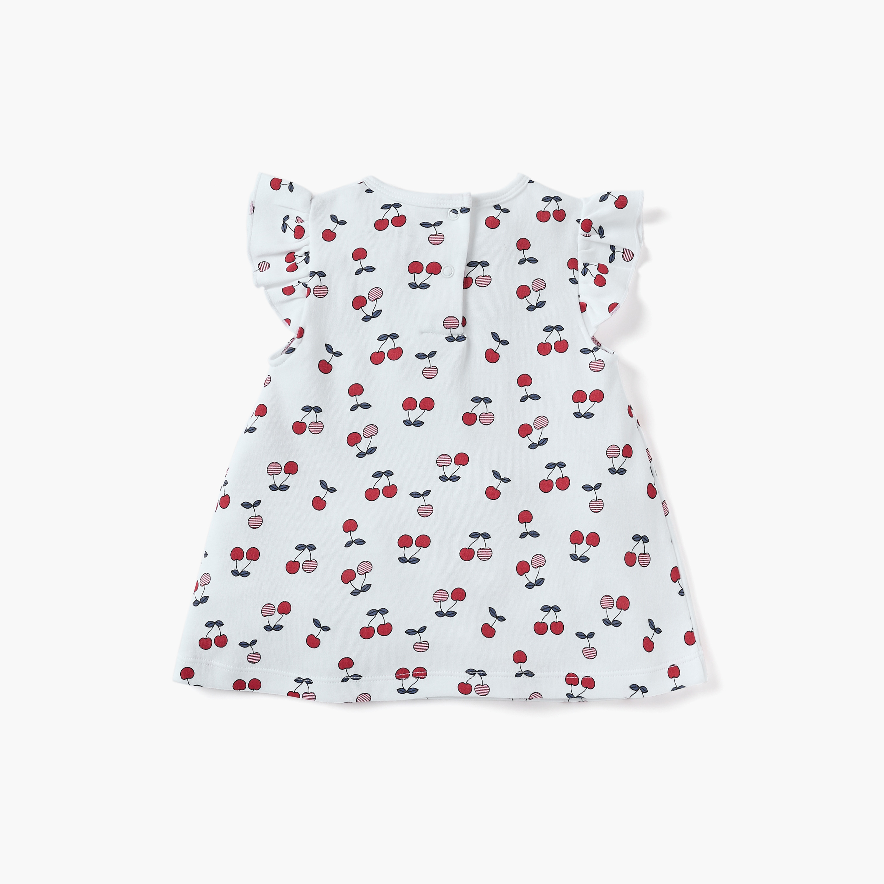 Juniors Cherry Print Dress with Bow Detail and Ruffle Sleeves-baby-girls-clothing-dressesandjumpsuits-image-2
