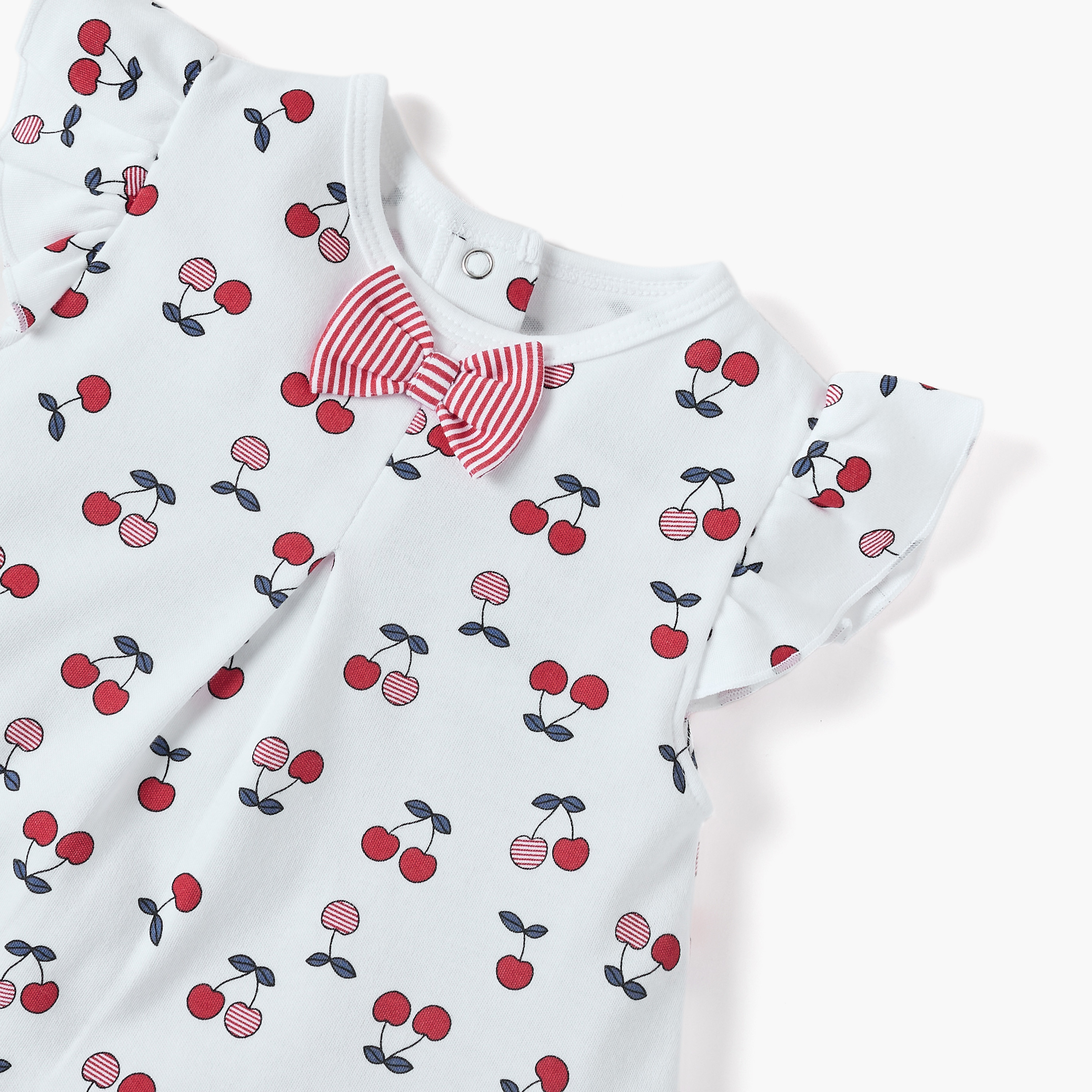 Juniors Cherry Print Dress with Bow Detail and Ruffle Sleeves-baby-girls-clothing-dressesandjumpsuits-image-3
