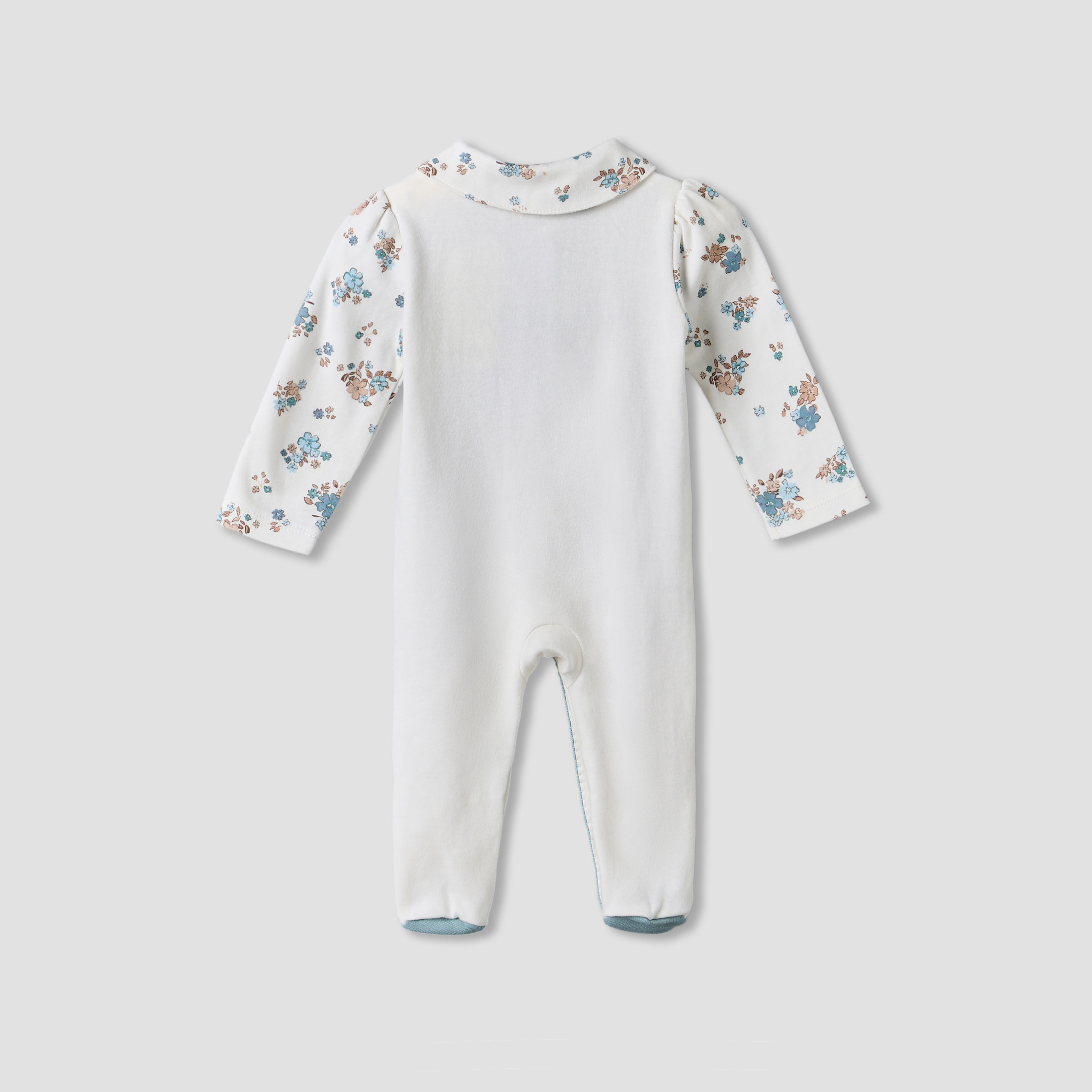 بدلة نوم قطن بياقة وأكمام طويلة وطبعات زهرية من جونيورز-baby-girls-clothing-nightwear-sleepsuits-image-2