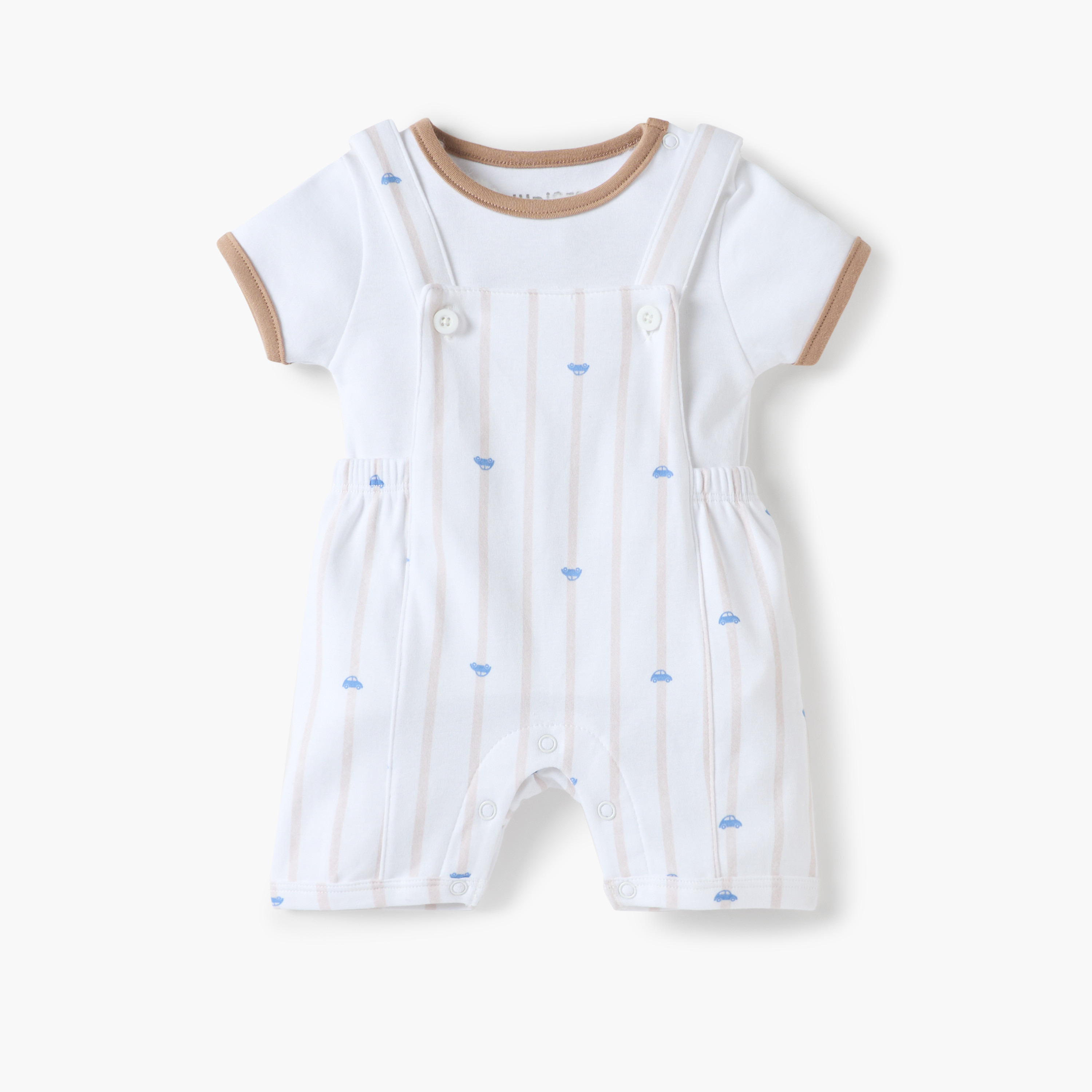طقم دنغري بطبعات سيارة وتيشيرت سادة من جونيورز-baby-boys-clothing-rompers-image-6