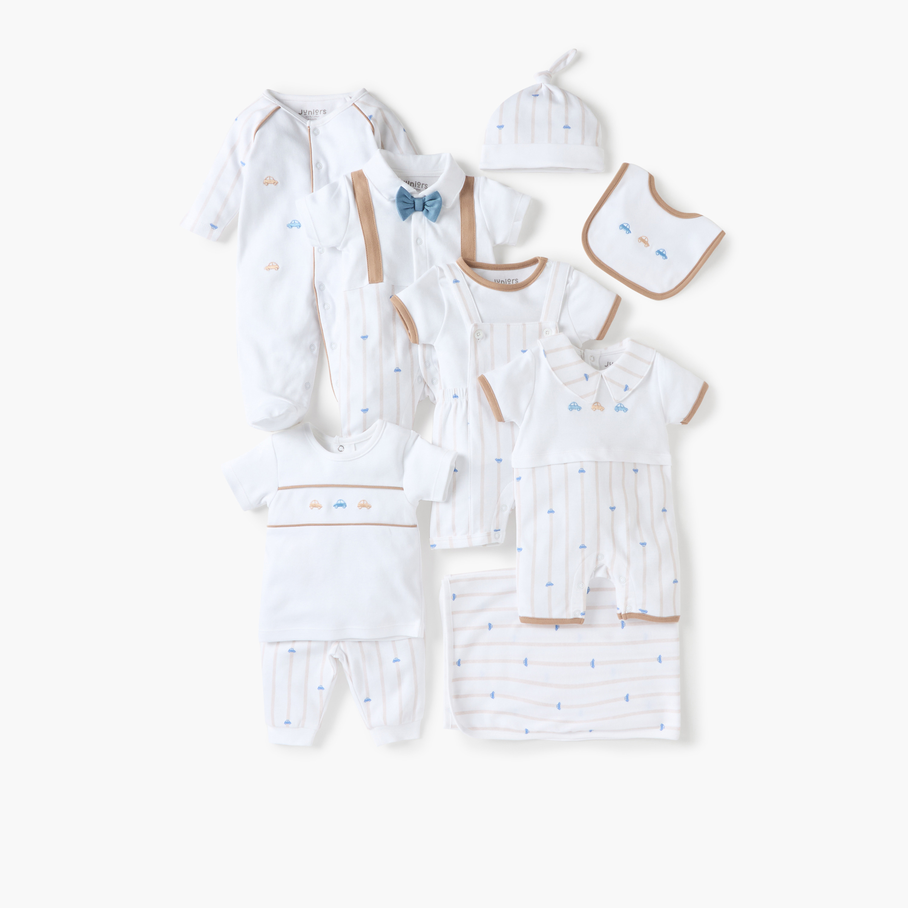 طقم دنغري بطبعات سيارة وتيشيرت سادة من جونيورز-baby-boys-clothing-rompers-image-1