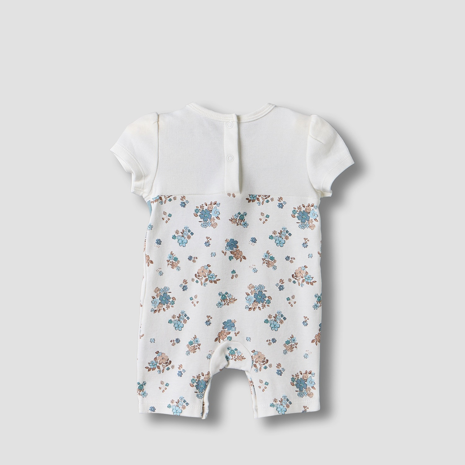 Juniors Crew Neck Short Sleeves Romper with Floral Print-baby-girls-clothing-rompers-image-2