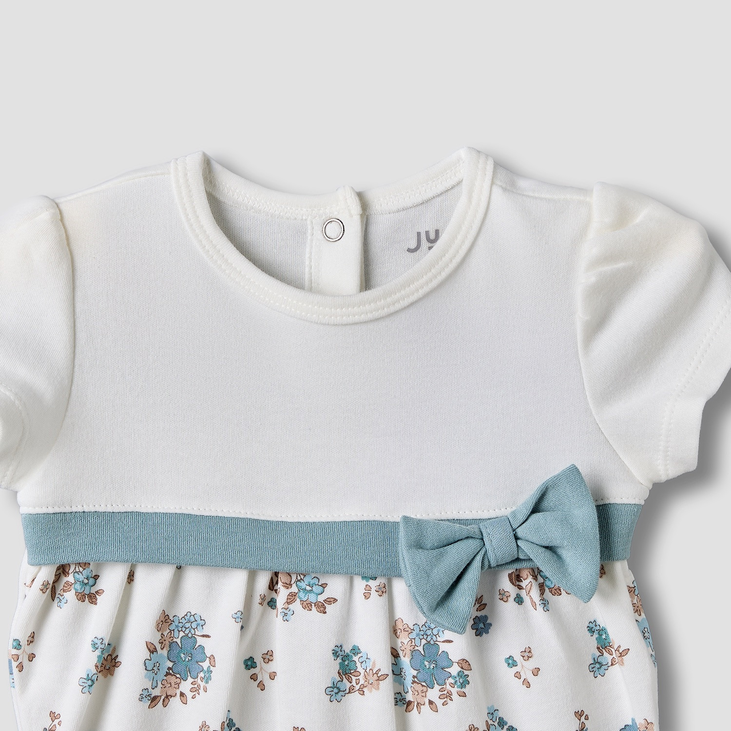 Juniors Crew Neck Short Sleeves Romper with Floral Print-baby-girls-clothing-rompers-image-3