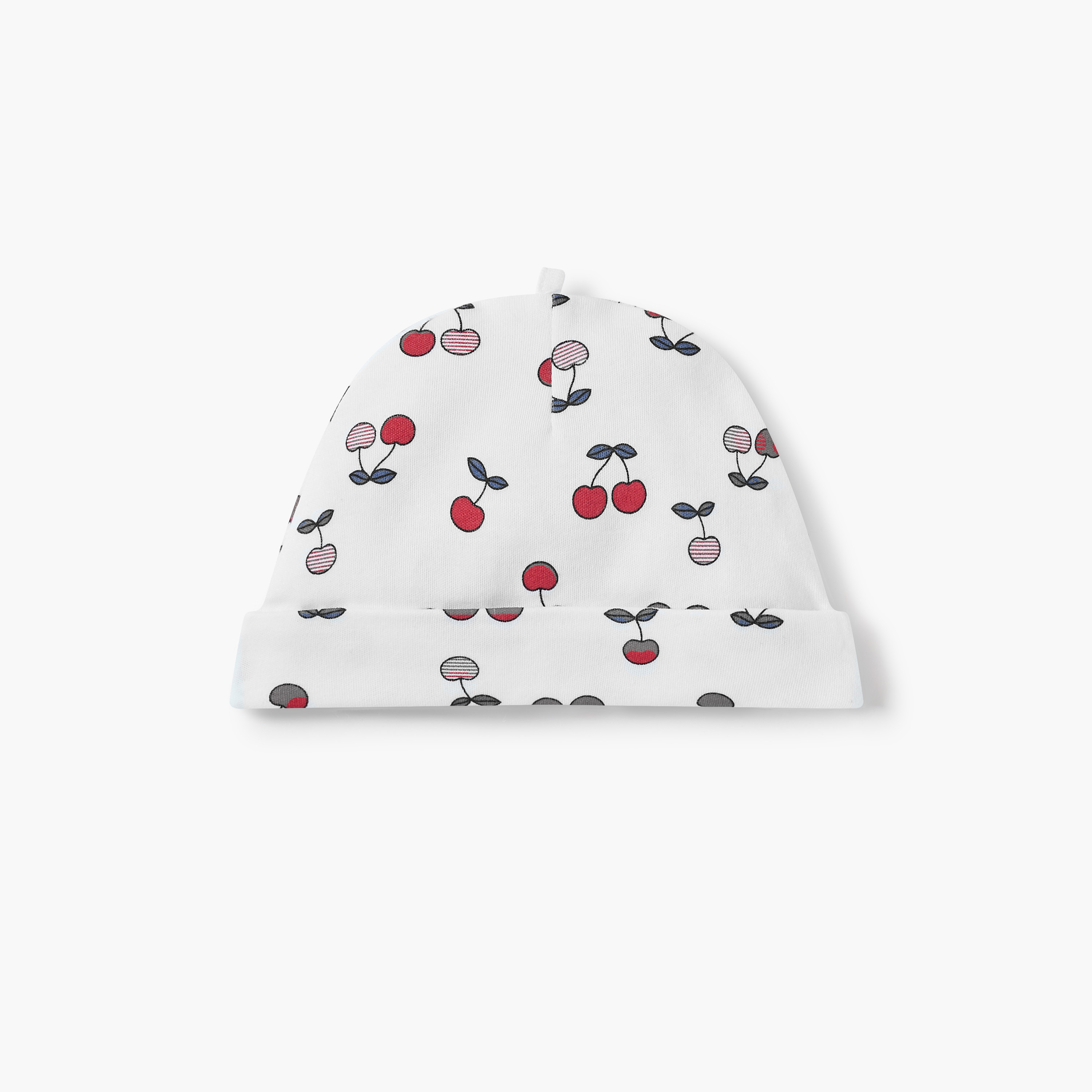 Juniors Cherry Print Beanie Cap with Knot Detail-baby-girls-accessories-caps-image-1
